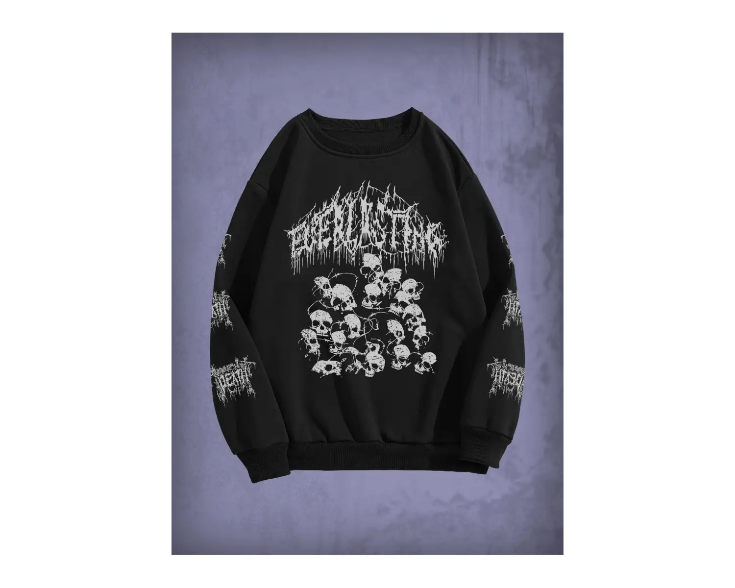 Goth Skull & Letter Graphic Thermal Lined Sweatshirt