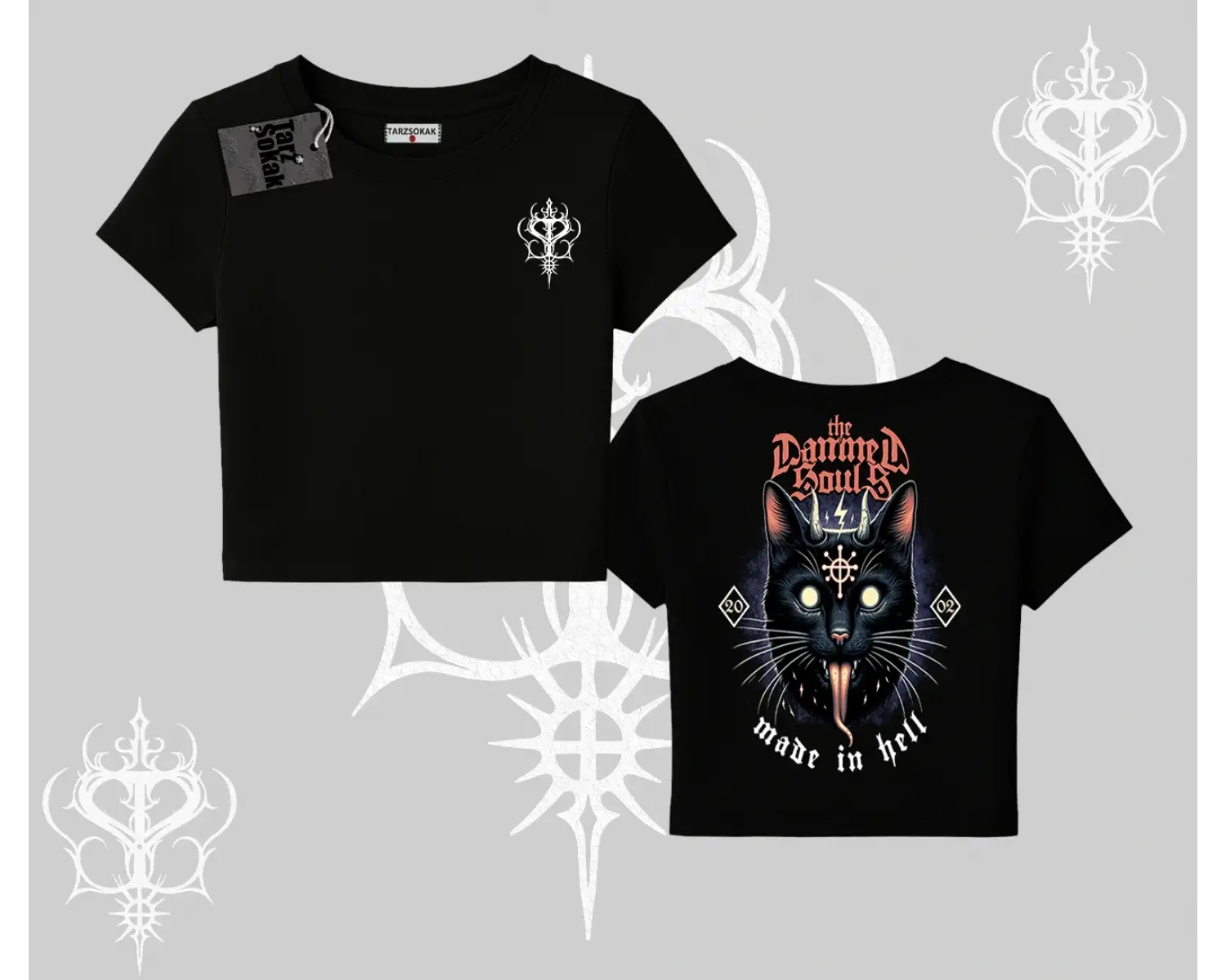 Gothic Cat Made in Hell Baskılı Sweatshirt Babby Tee Tshirt