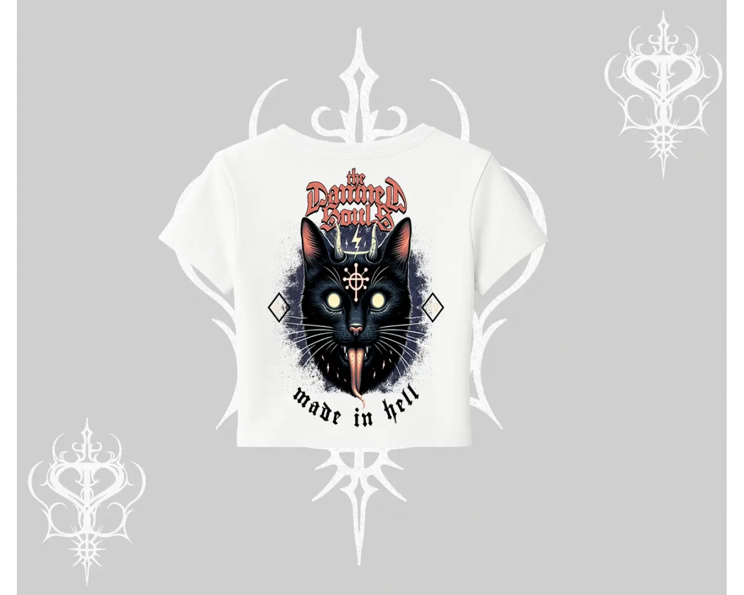 Gothic Cat Made in Hell Baskılı Sweatshirt Babby Tee Tshirt
