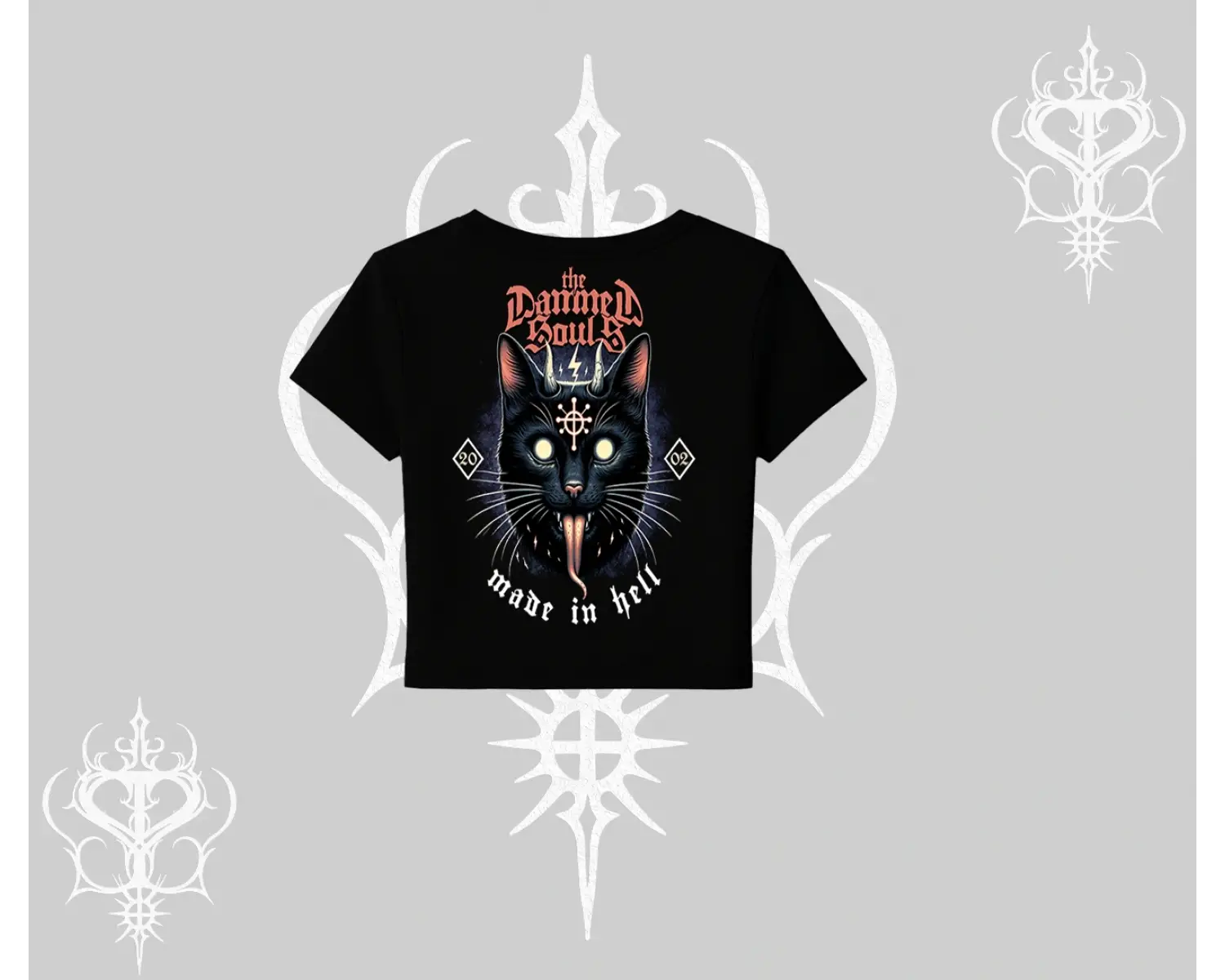 Gothic Cat Made in Hell Baskılı Sweatshirt Babby Tee Tshirt