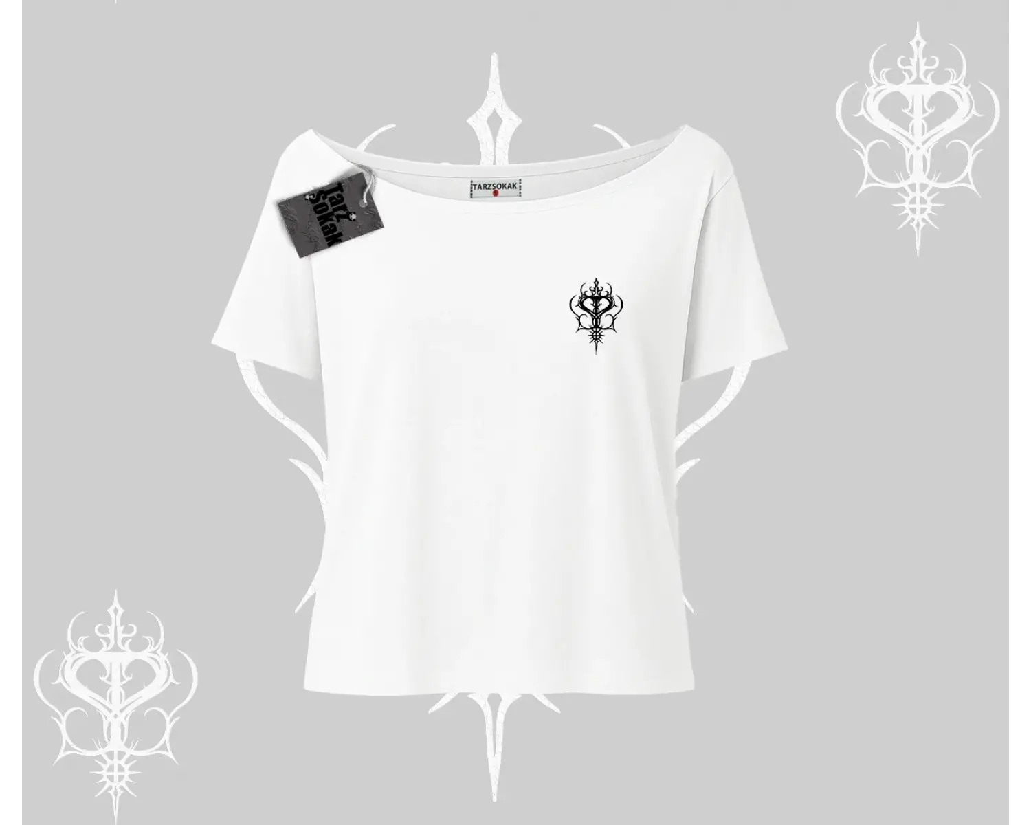 Gothic Cat Made in Hell Baskılı Sweatshirt Kayık Yaka Tshirt