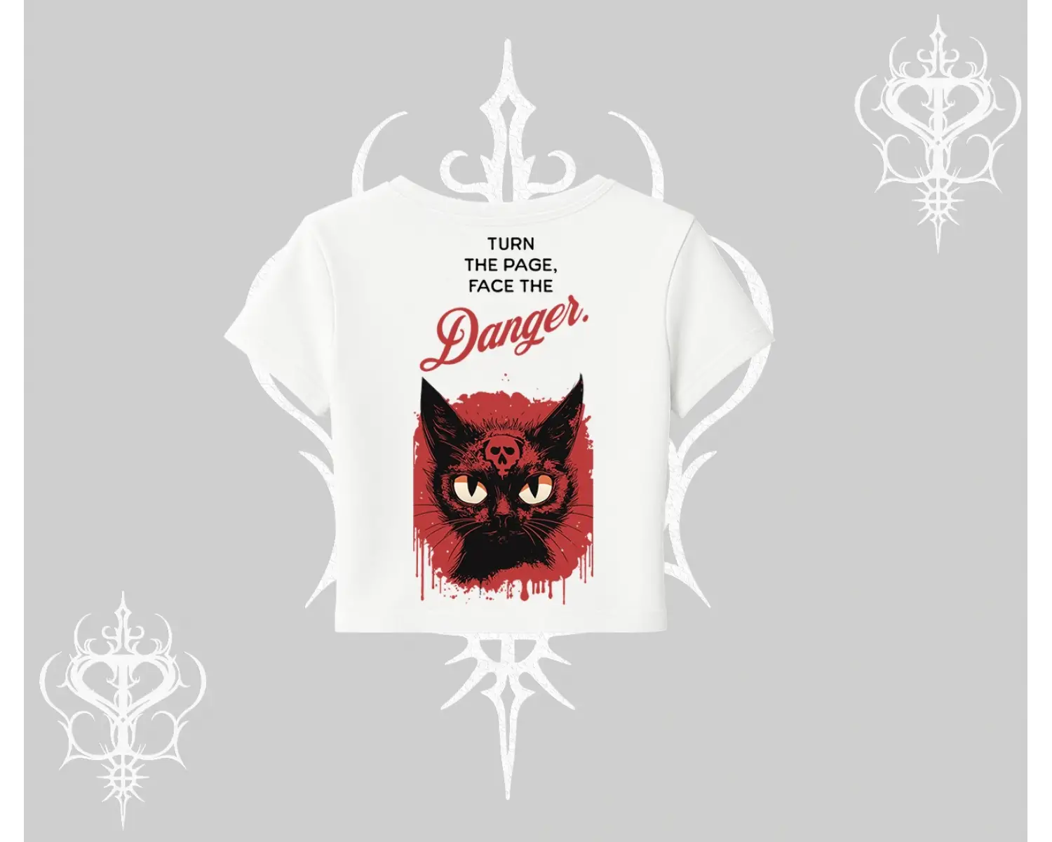 Gotik Kedi Arka Baskılı Babby Tee Tshirt