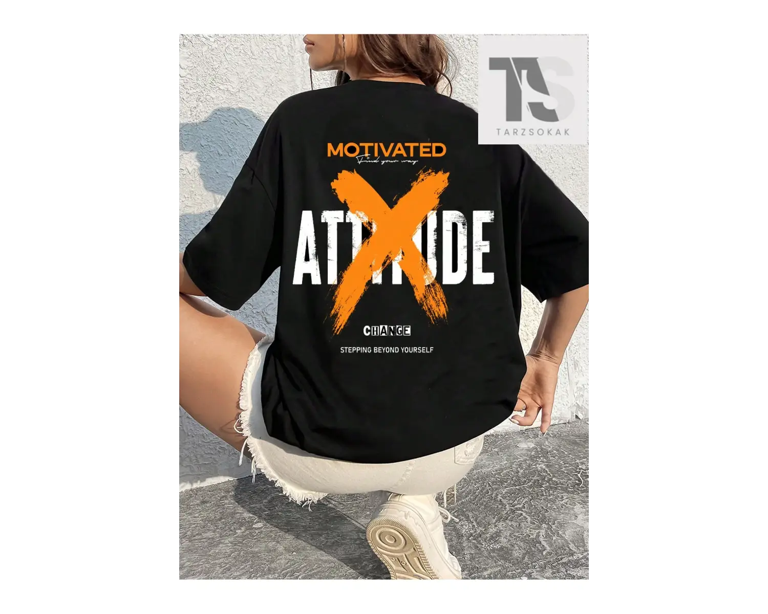 Graffiti Yazılı Baskı Kısa Kollu Tişört