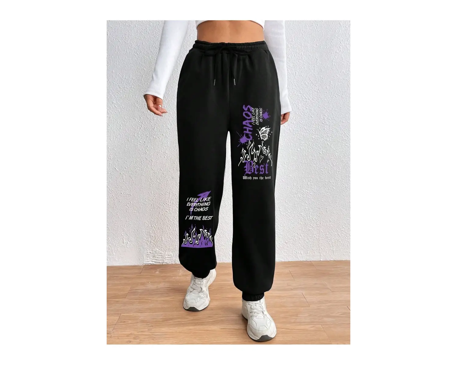 Graphic Drawstring Waist 4 Mevsim Eşofman