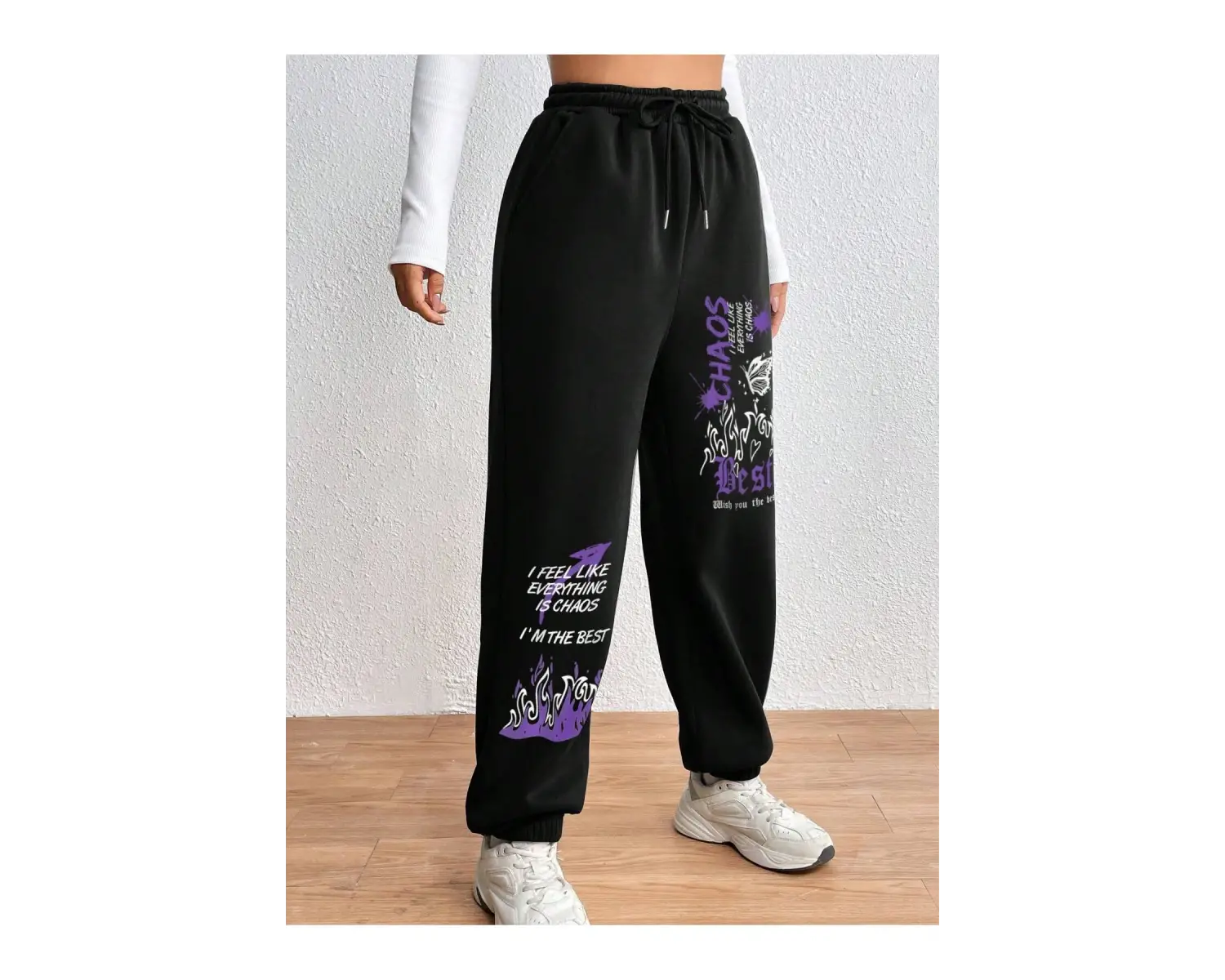 Graphic Drawstring Waist 4 Mevsim Eşofman