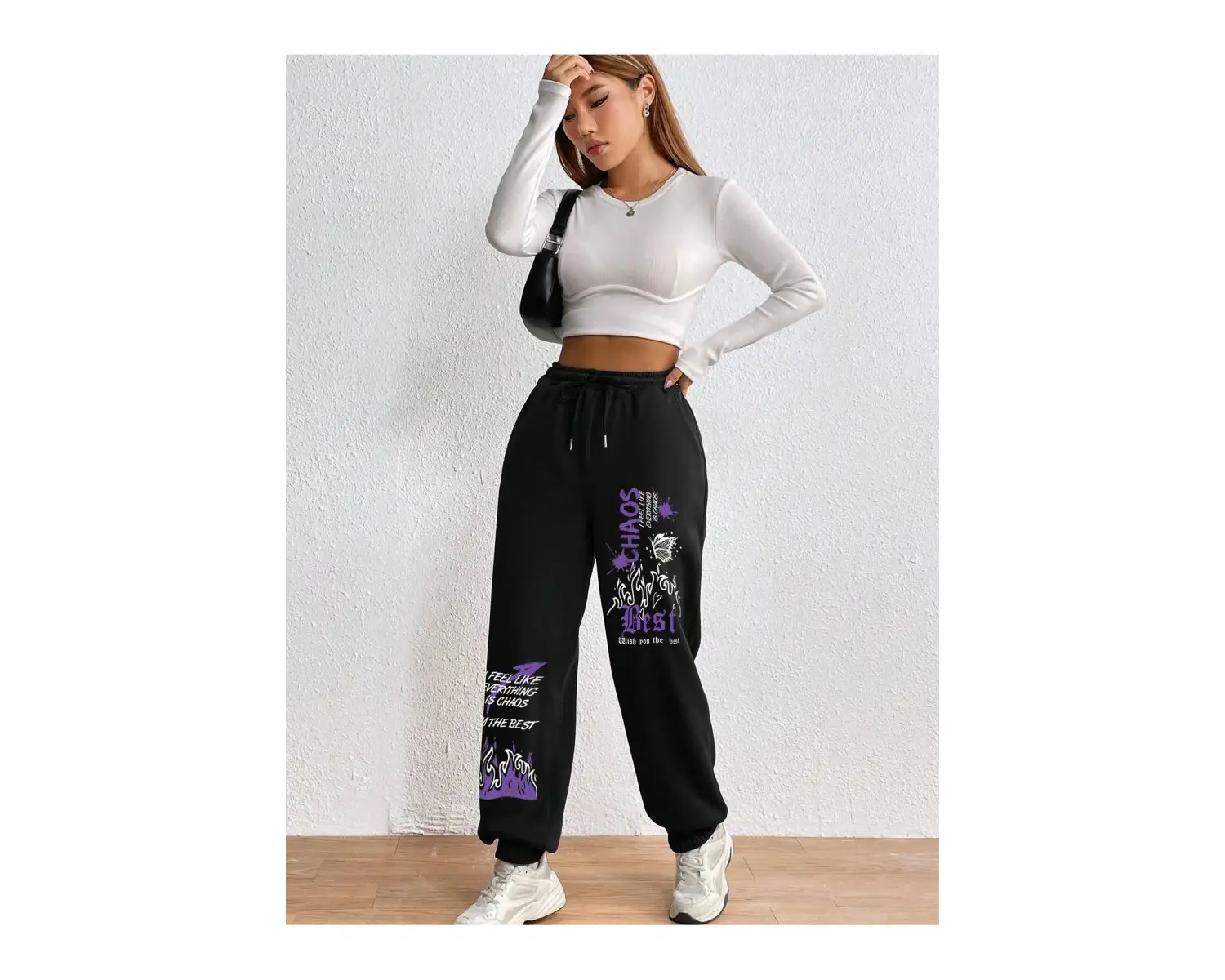 Graphic Drawstring Waist 4 Mevsim Eşofman