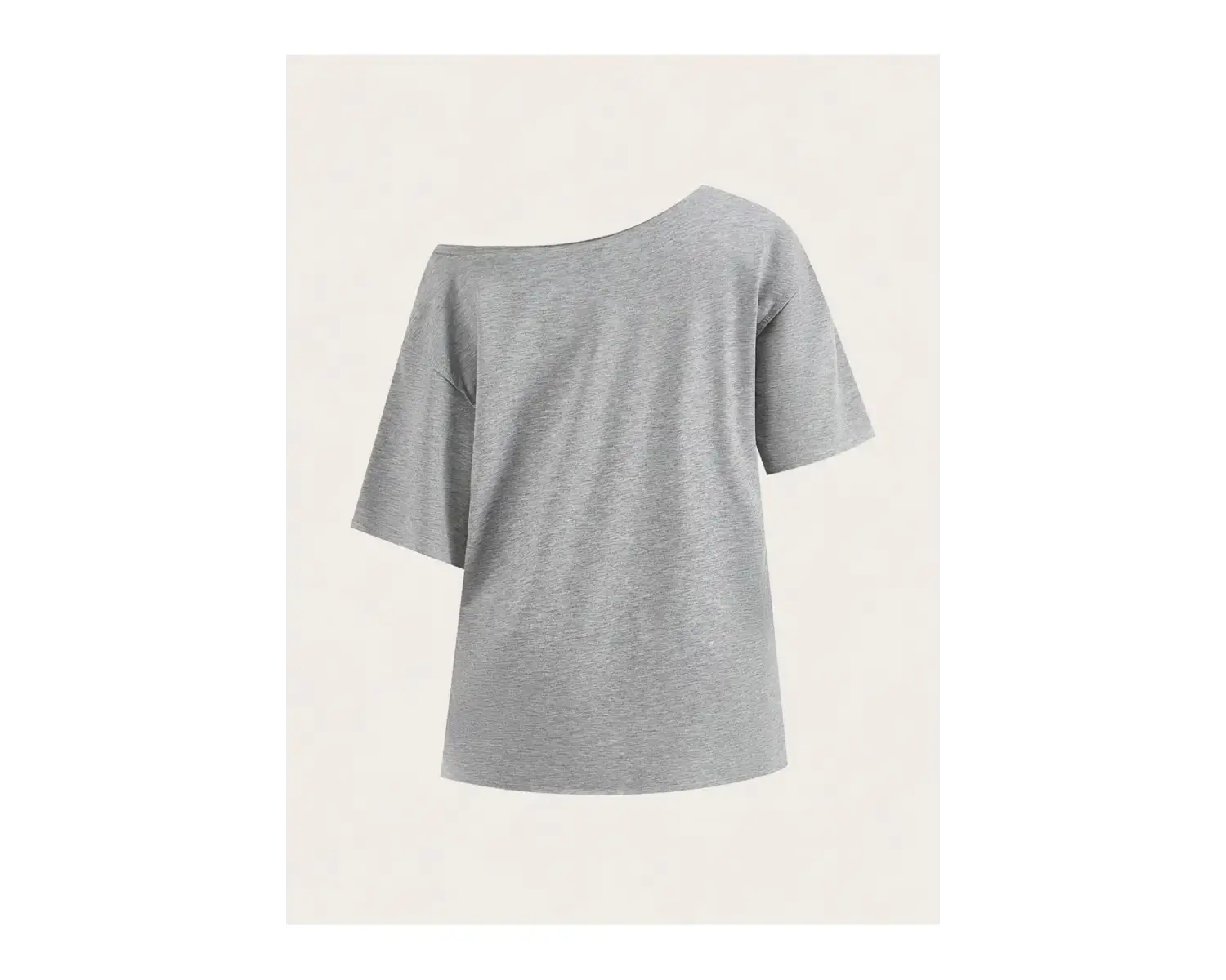 Gri Kadın Düşük Omuz Kayık Yaka Baskılı