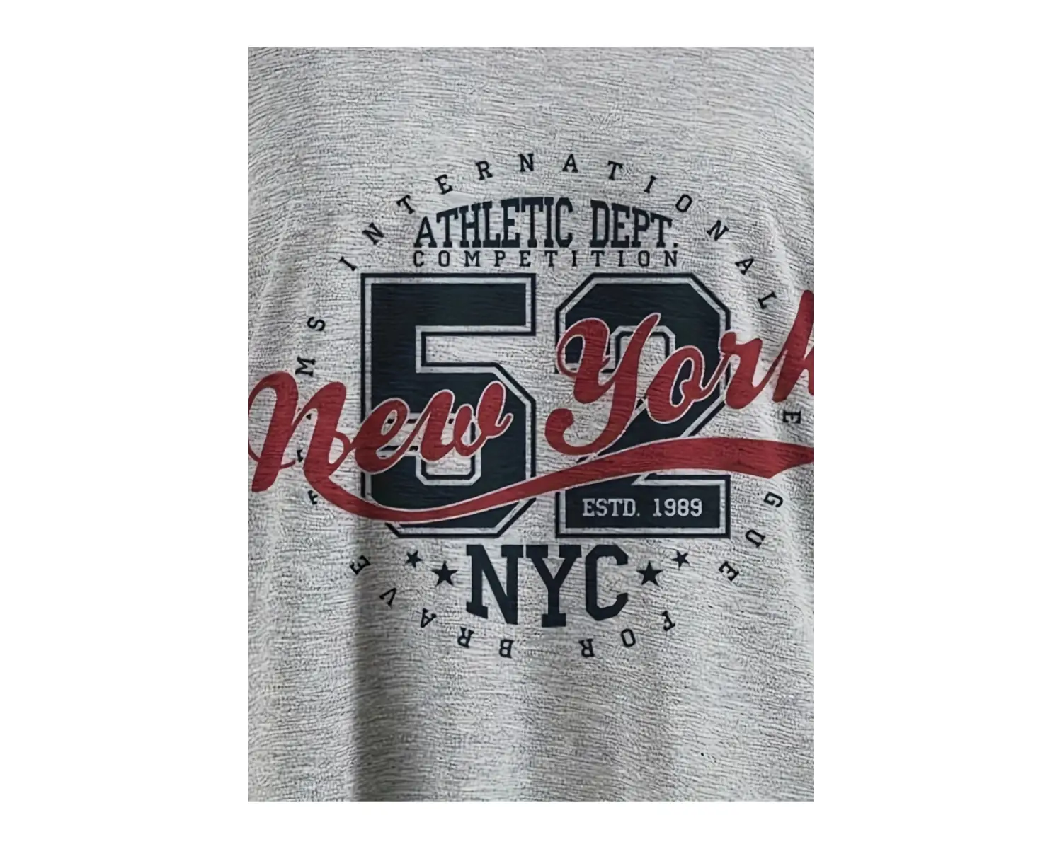 Gri Kadın Düşük Omuz Kayık Yaka New York 52 Baskılı