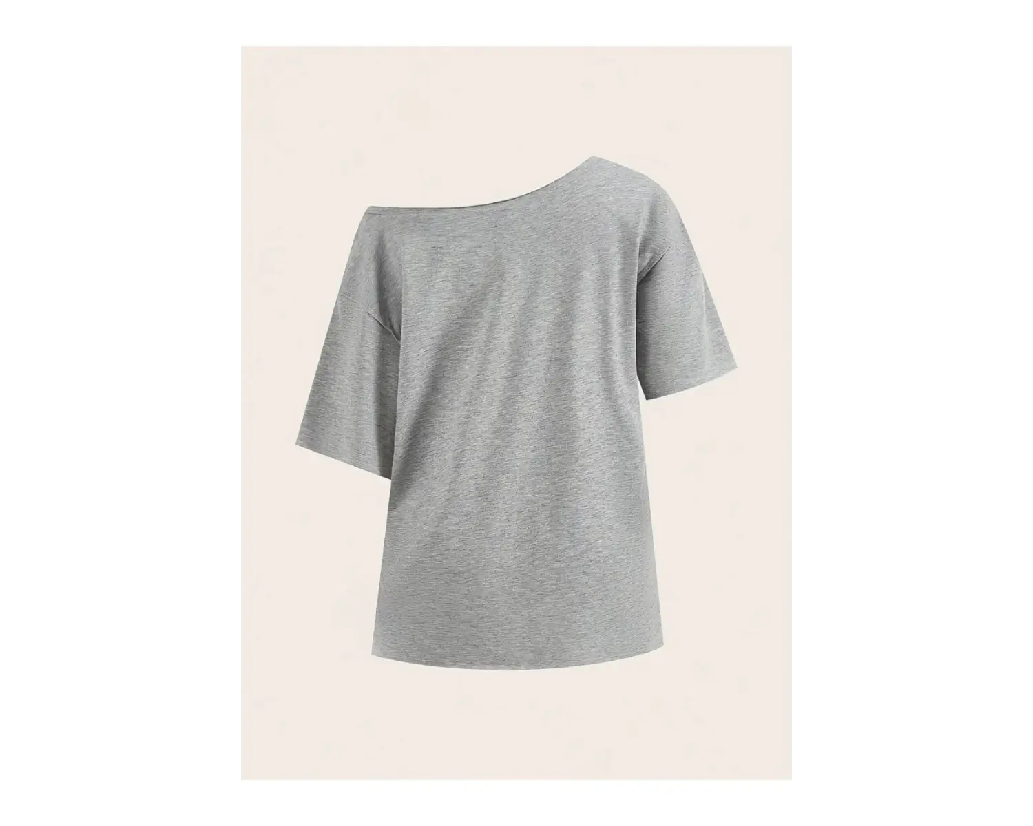 Gri Kadın Düşük Omuz Kayık Yaka Tracker Baskılı