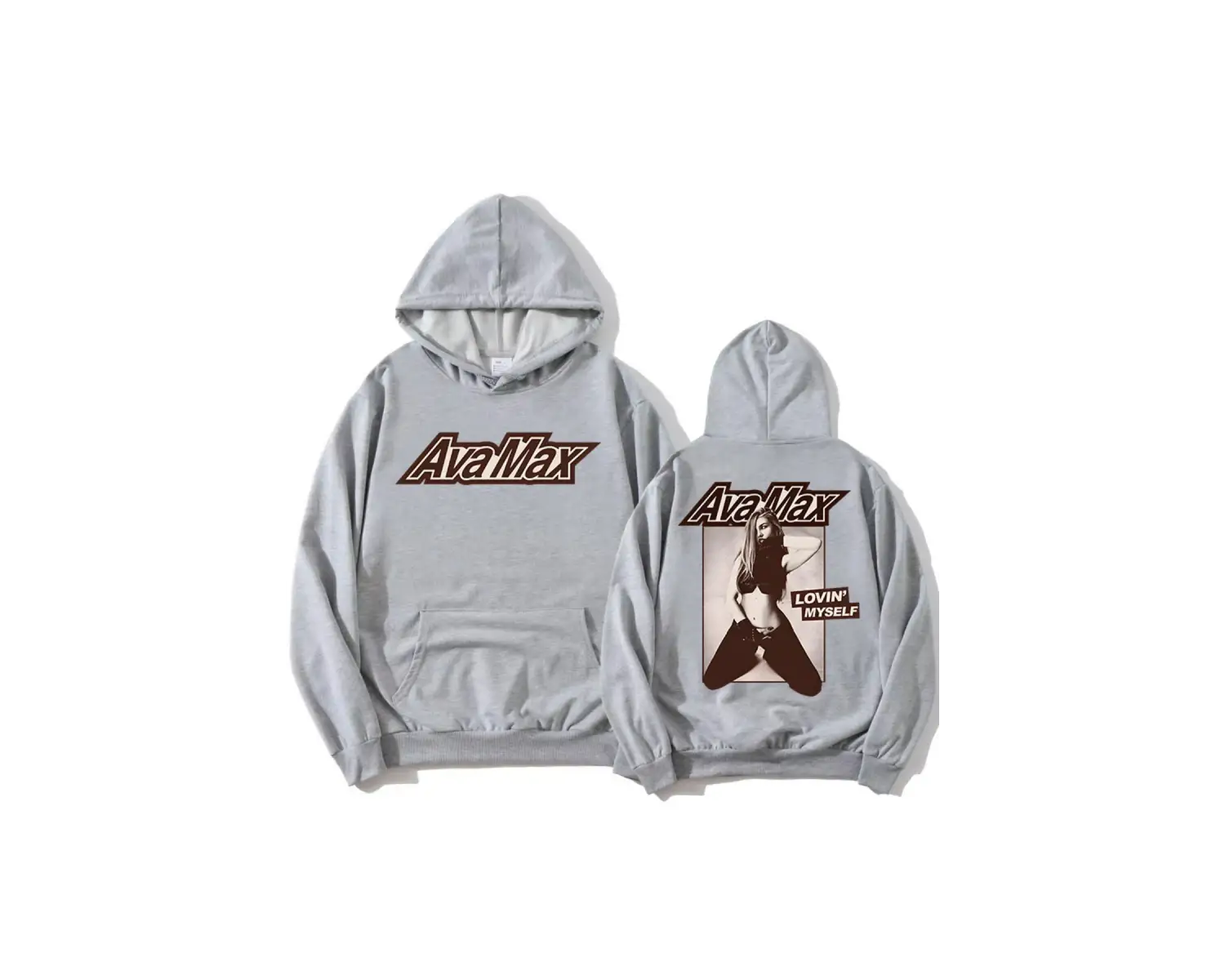 Gri Lovin Myself Hoodie Ava Max Tıklamayın Oyun Albümü l