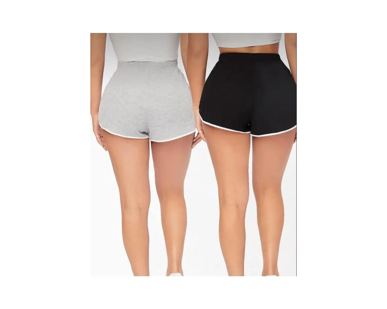 Gri Siyah Penye Kumaş 2li Ipli Penye Şort