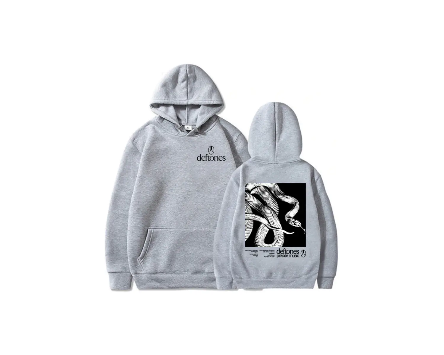Gri Unisex Deftones Özel Müzik Kapüşonlular 2025 Albümü Grafik Baskı Sonbahar S