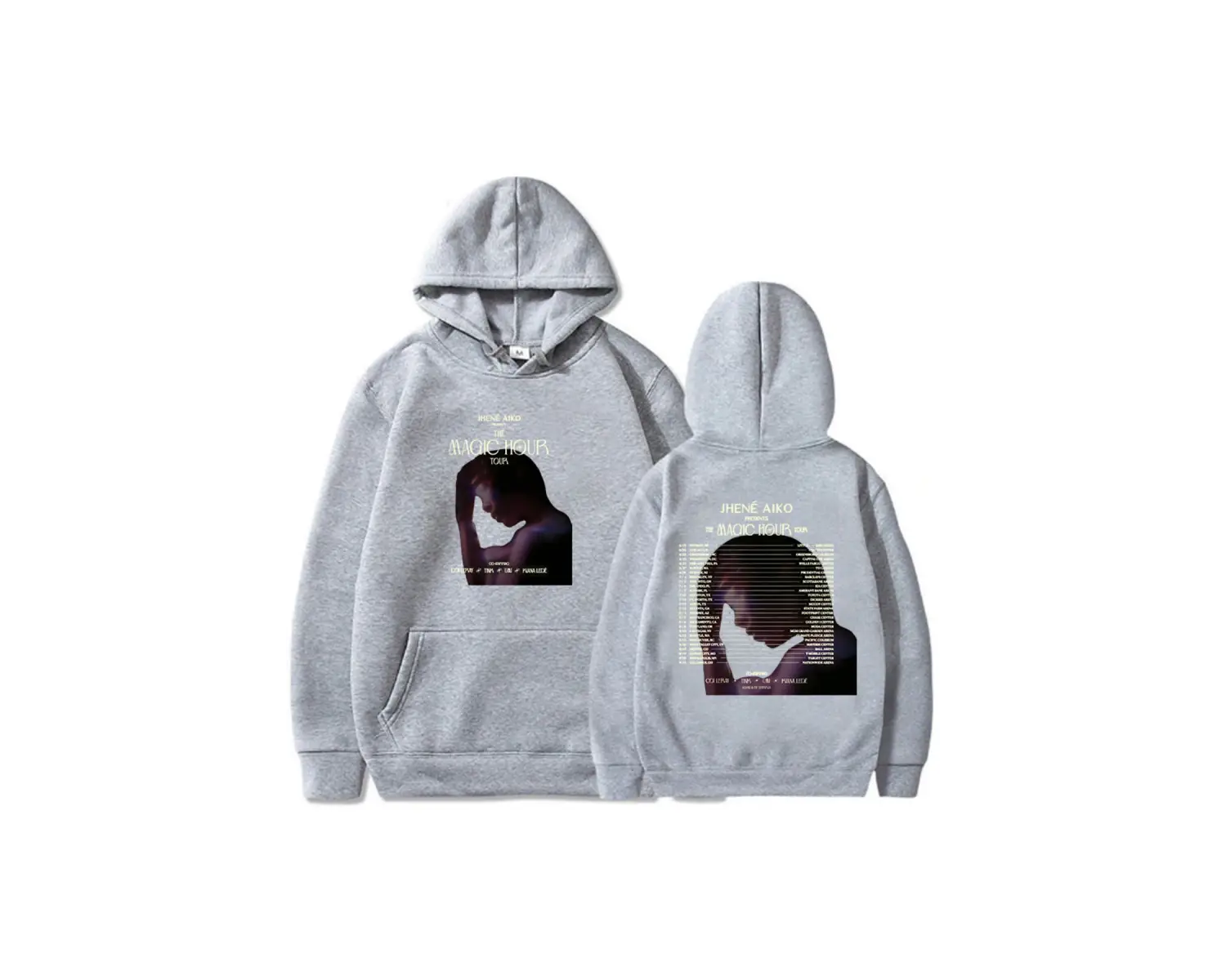Gri Unisex Grafik giysi sihirli saat tur Jhene Aiko Hip Hop Streetwear sıcak