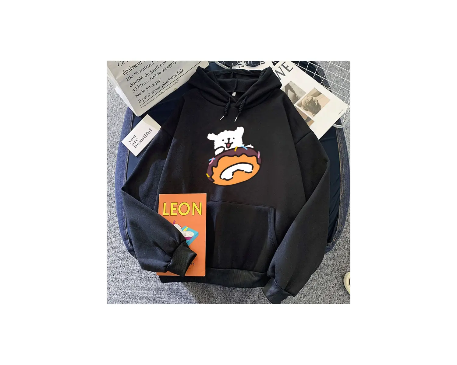 Gri Yavru Malta Köpeği ÇörekHoodies Kawaii