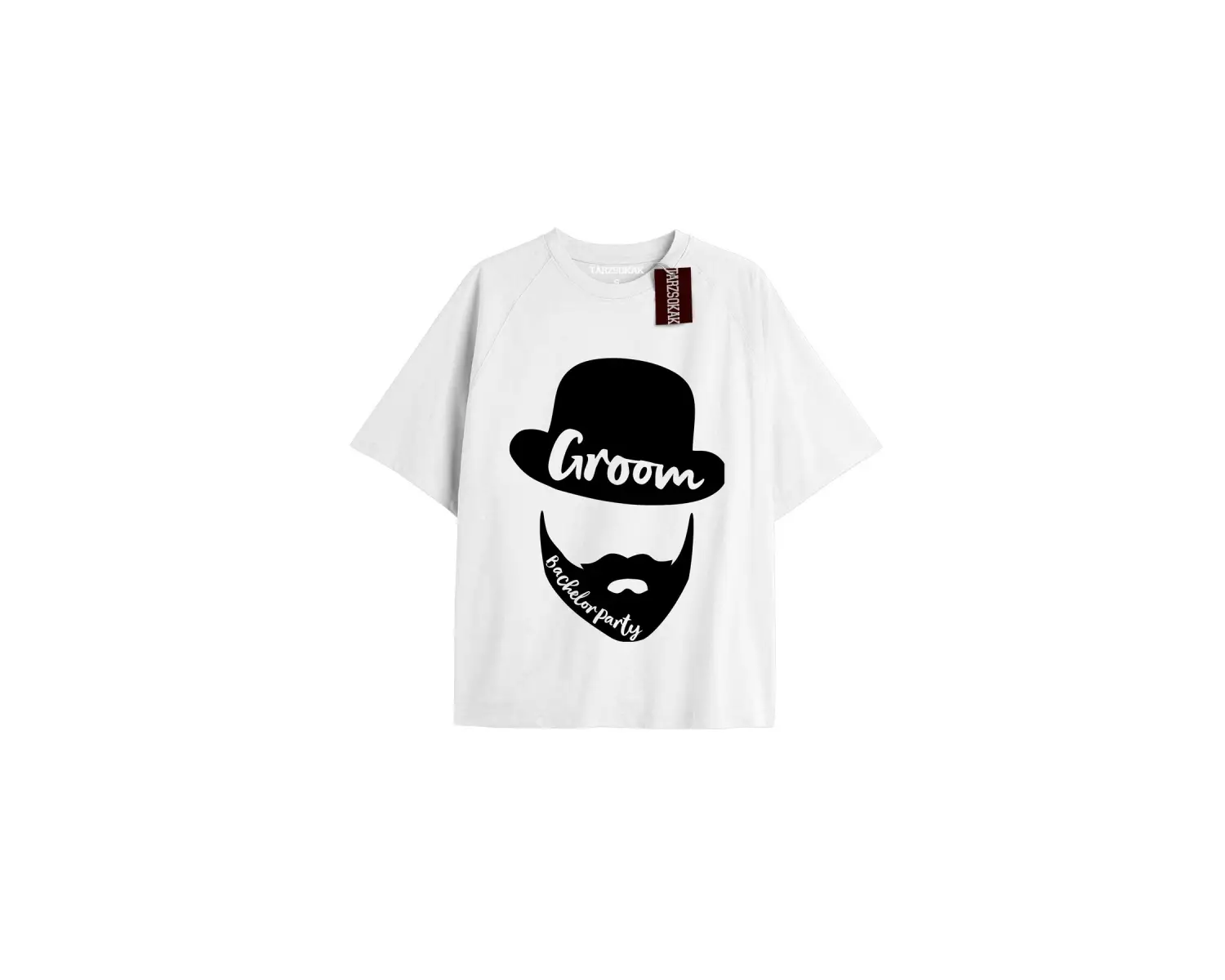 GROOM BACHELOR PARTY Unisex Oversize Yazılı Tshirt BEYAZ