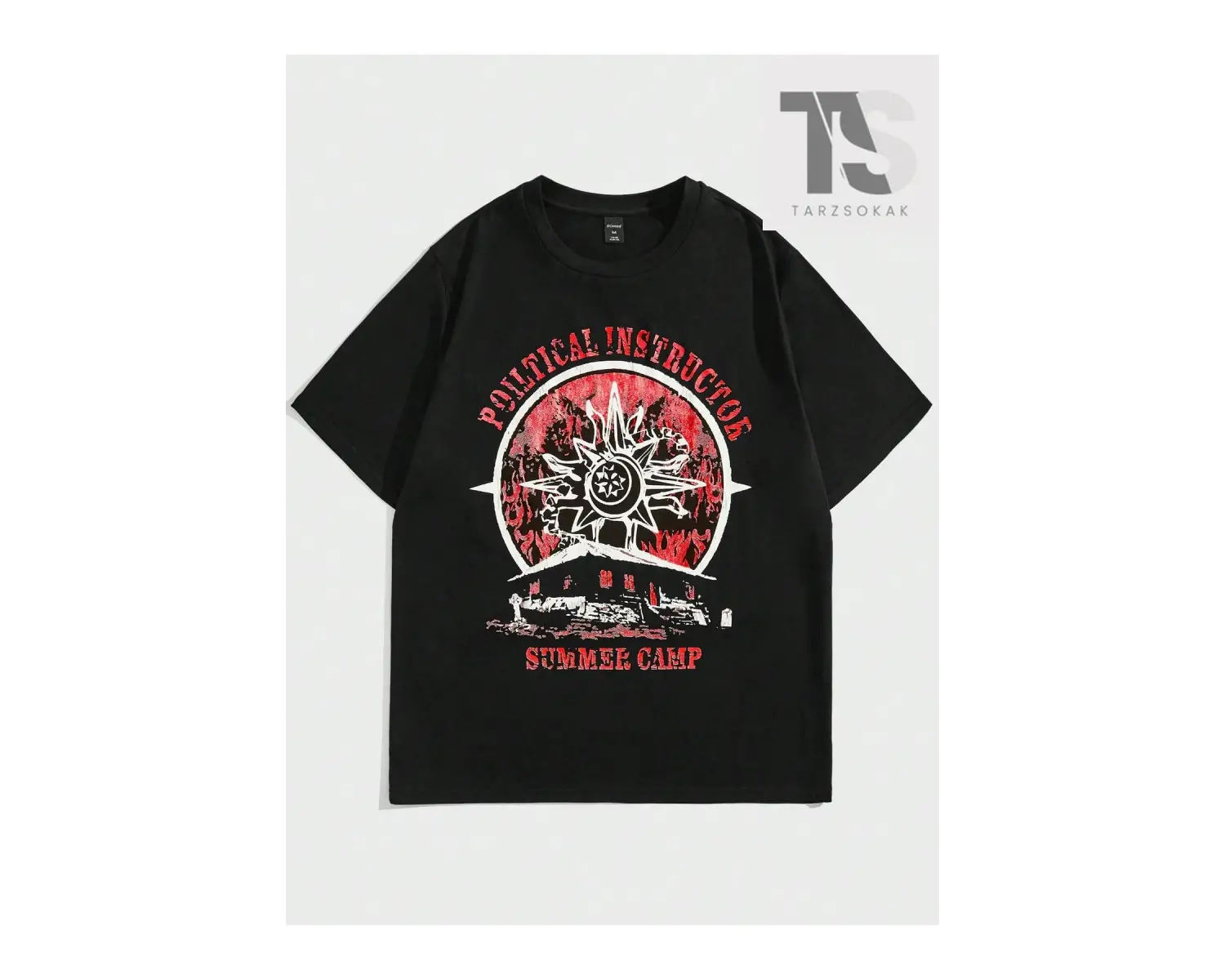 Grunge Punk Erkek Mektup Grafikli Tişört