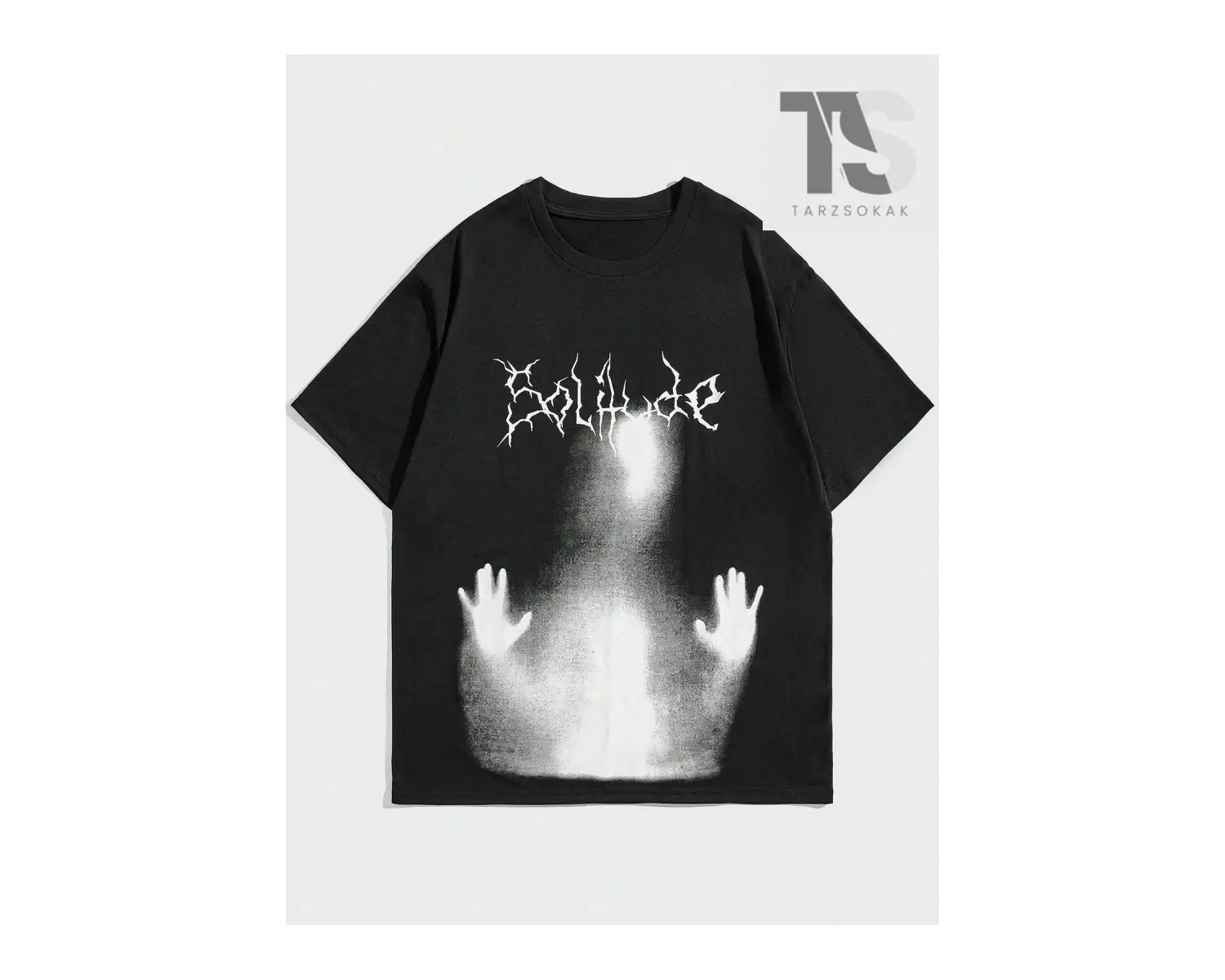 Grunge Punk Erkek Mektup ve Şekil Grafikli Tişört