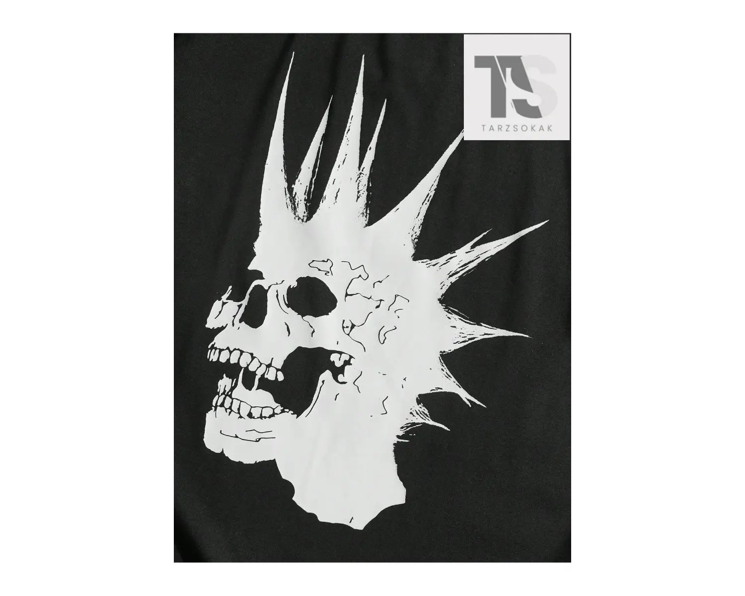 Grunge Punk Erkek Pamuk Kafatası Baskı Tişört