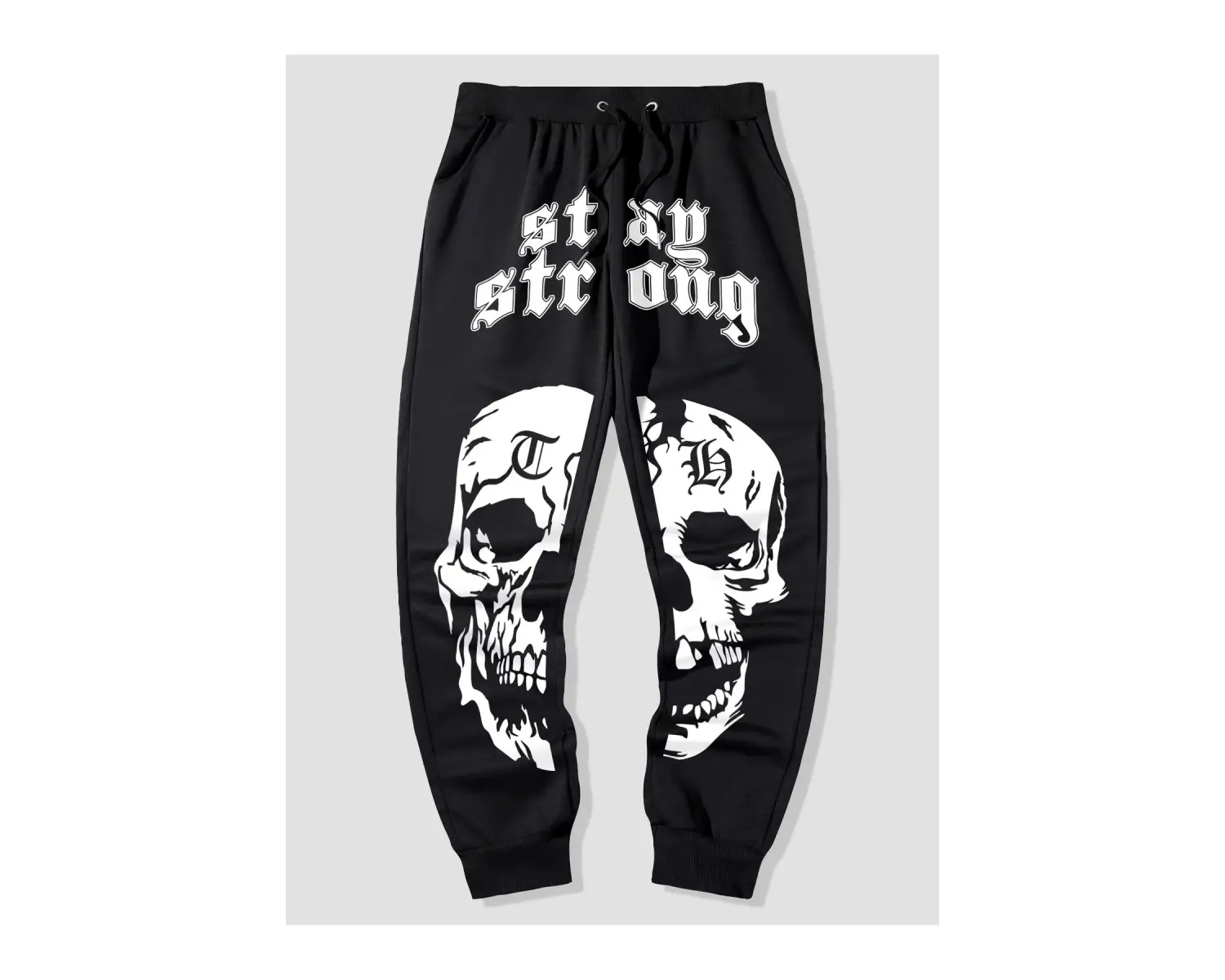 Guys Letter Skull Graphic Drawstring Waist Eşofman Altı
