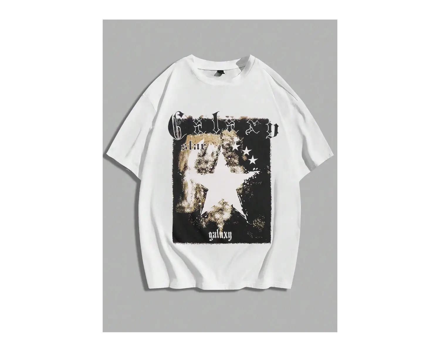 Guys Pamuk Harfli ve Yıldızlı Grafik Harajuku Style
