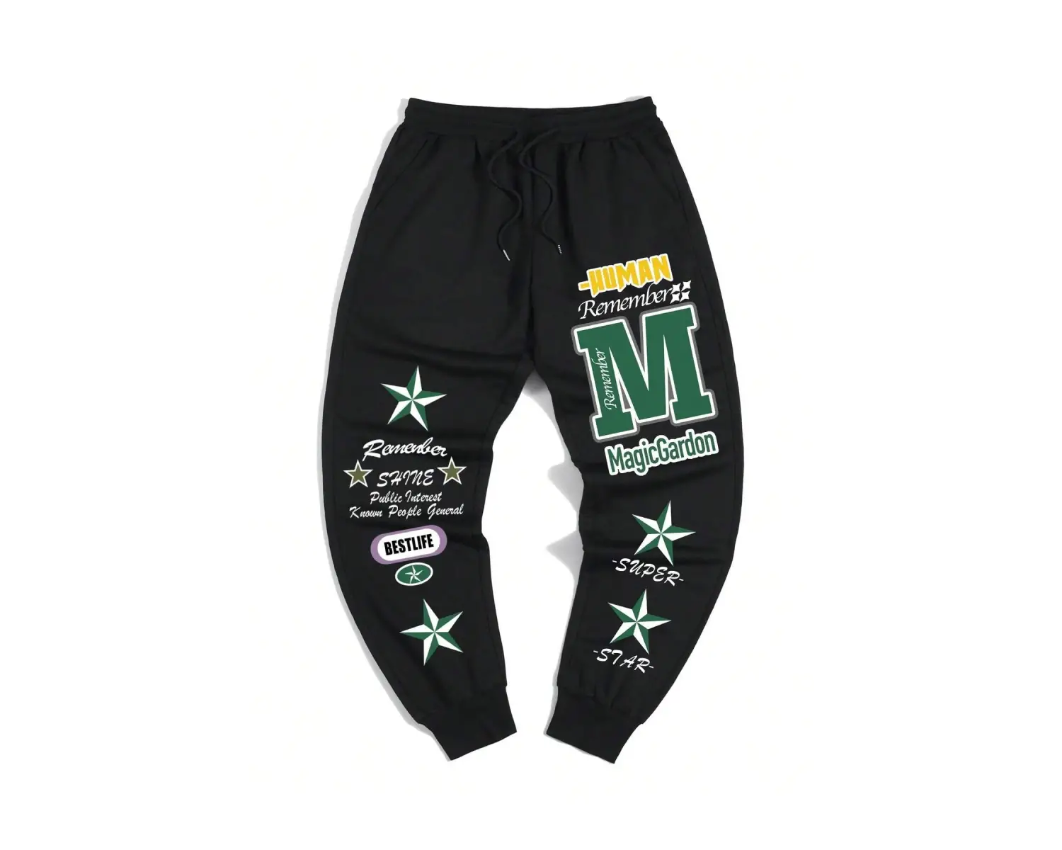 Guys Star & Slogan Graphic Drawstring Waist Eşofman Altı