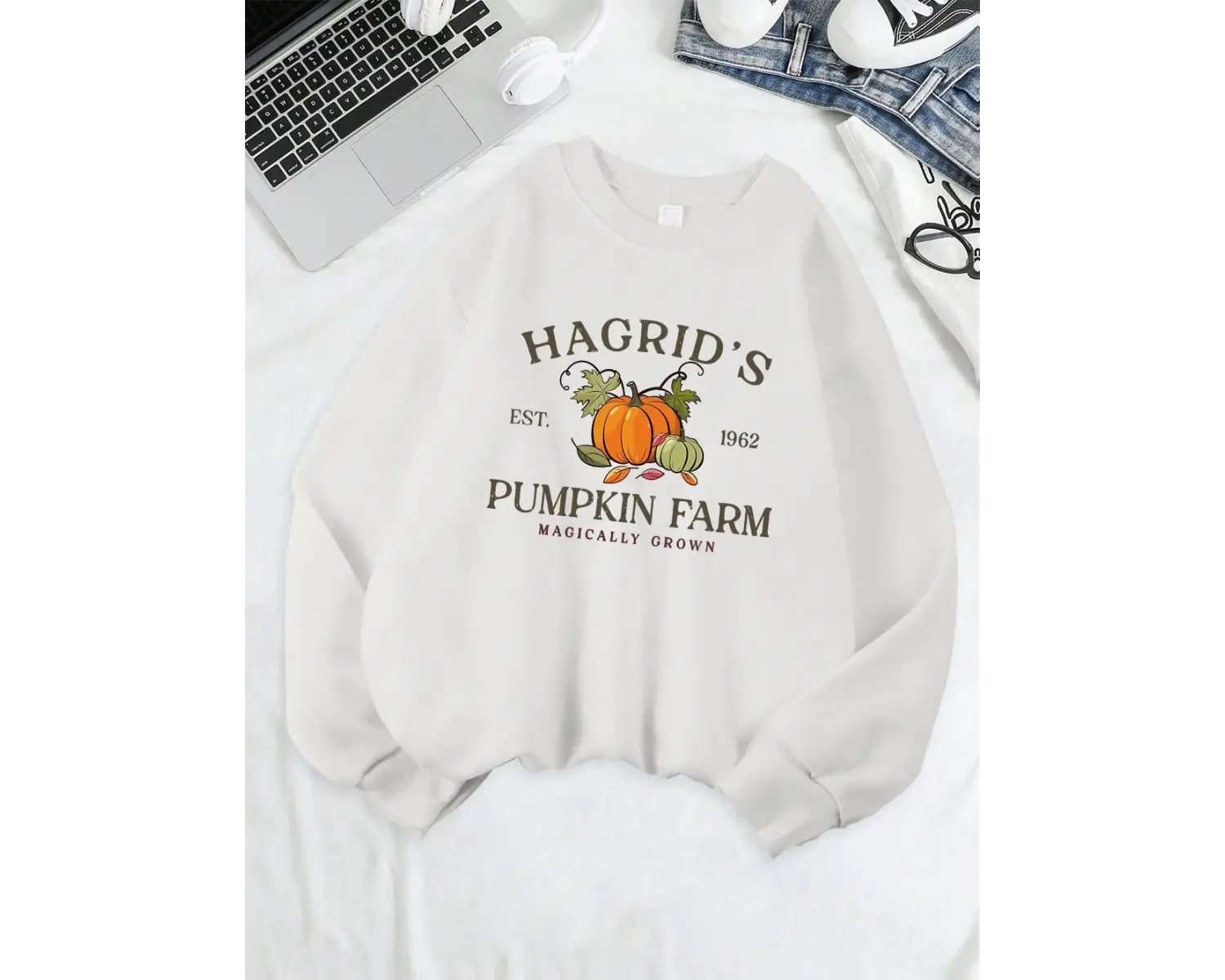 HagridS Kabak Çiftliği Baskılı Tişörtü Kadın Gevşek Rahat Hoodie Polar Sıcak Bisiklet Yaka E