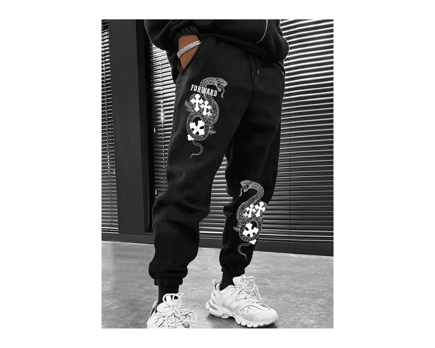 Halloween Cross & Letter Graphic Drawstring Waist Eşofman Altı