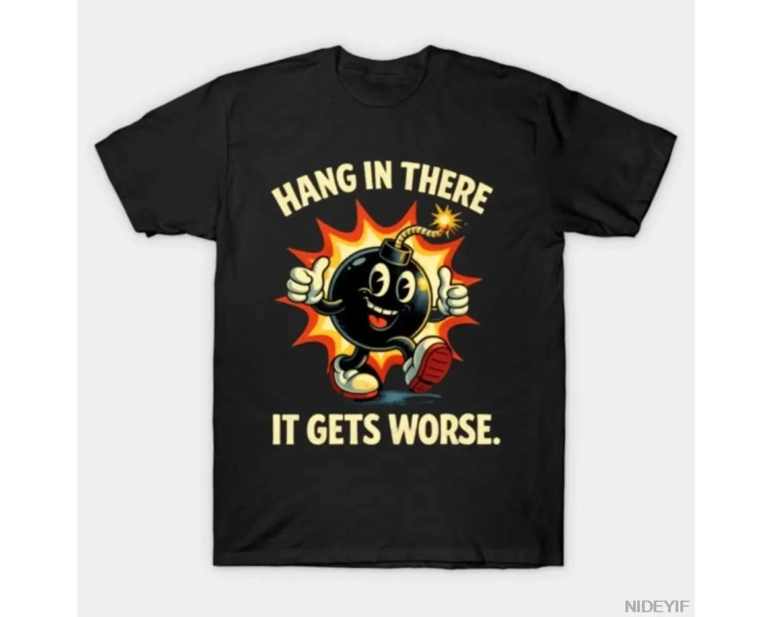 Hang In There It Gets Worse Erkek Kadın Tişörtü %100 Pamuklu Tişörtler Kısa Kollu Üstler 0126