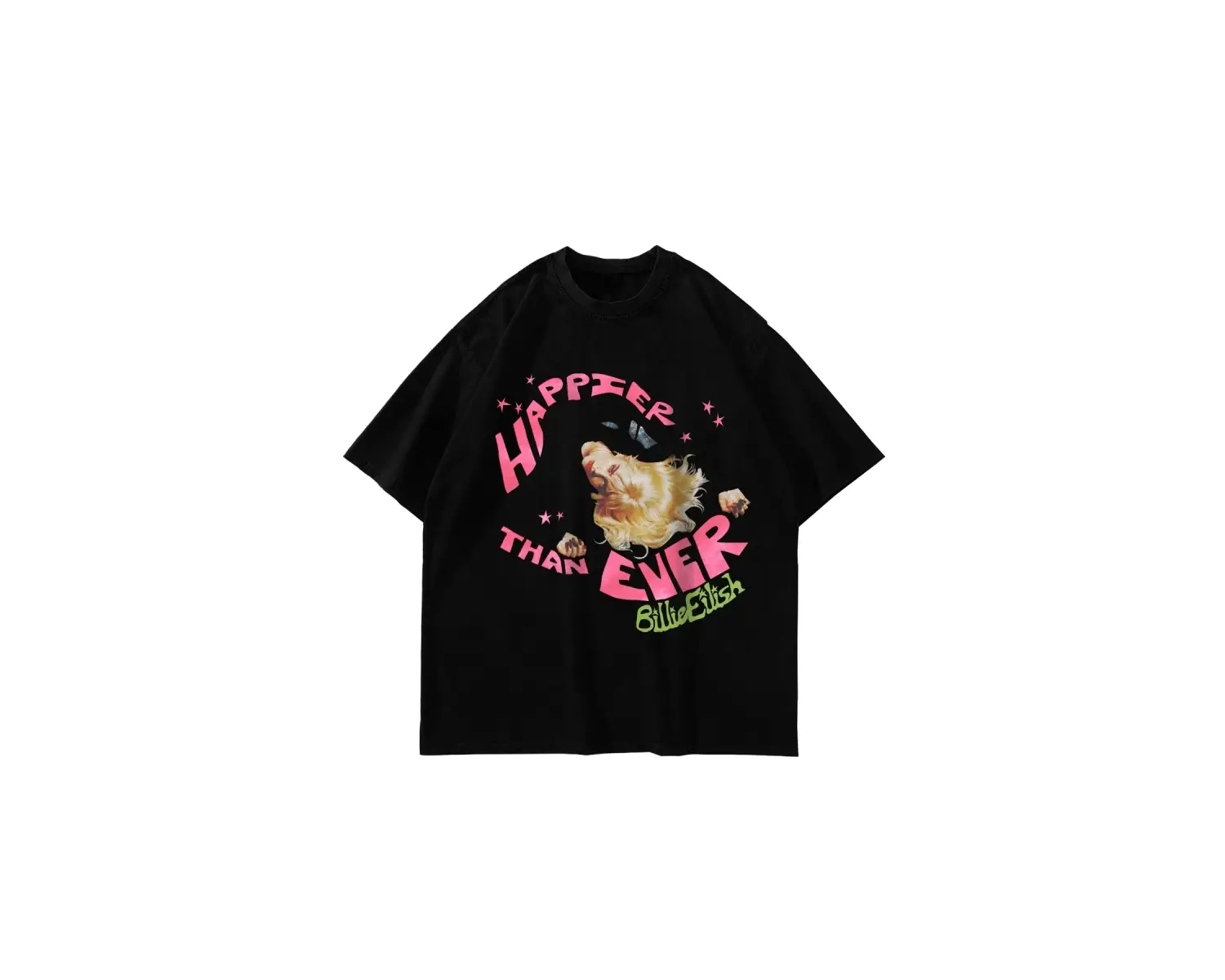 Happier Than Ever Baskılı Oversize Unisex Beyaz