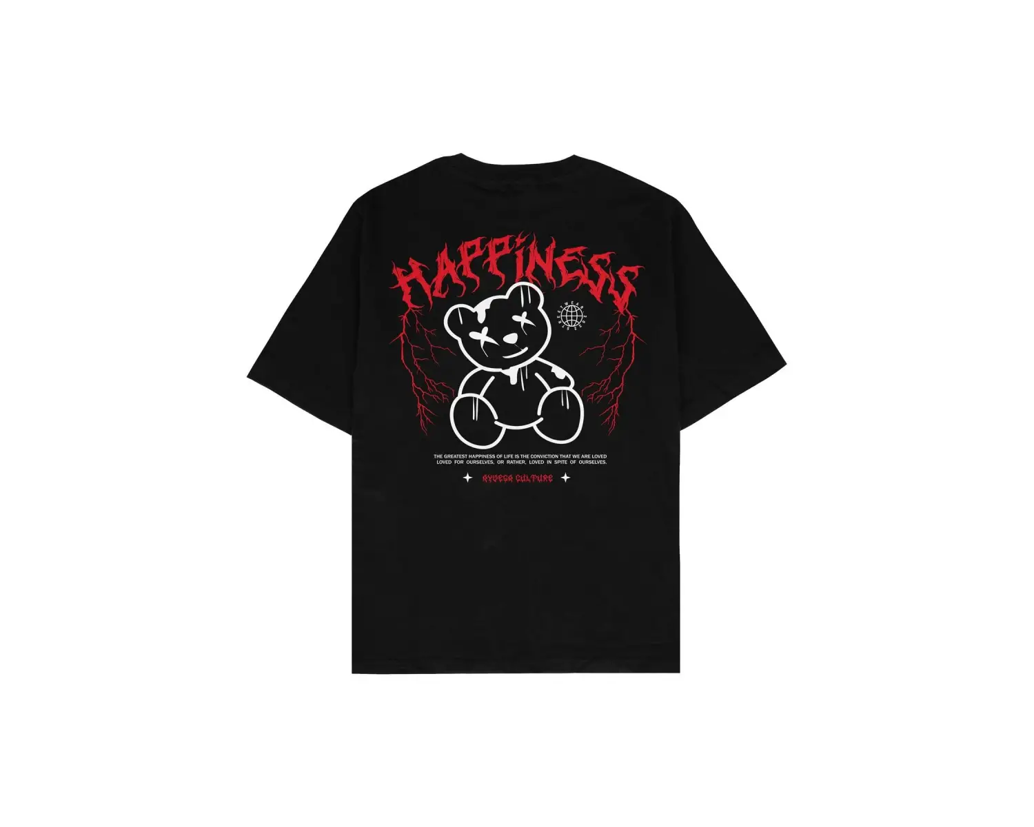 Happines Teddy Siyah Oversize Unisex T-shirt
