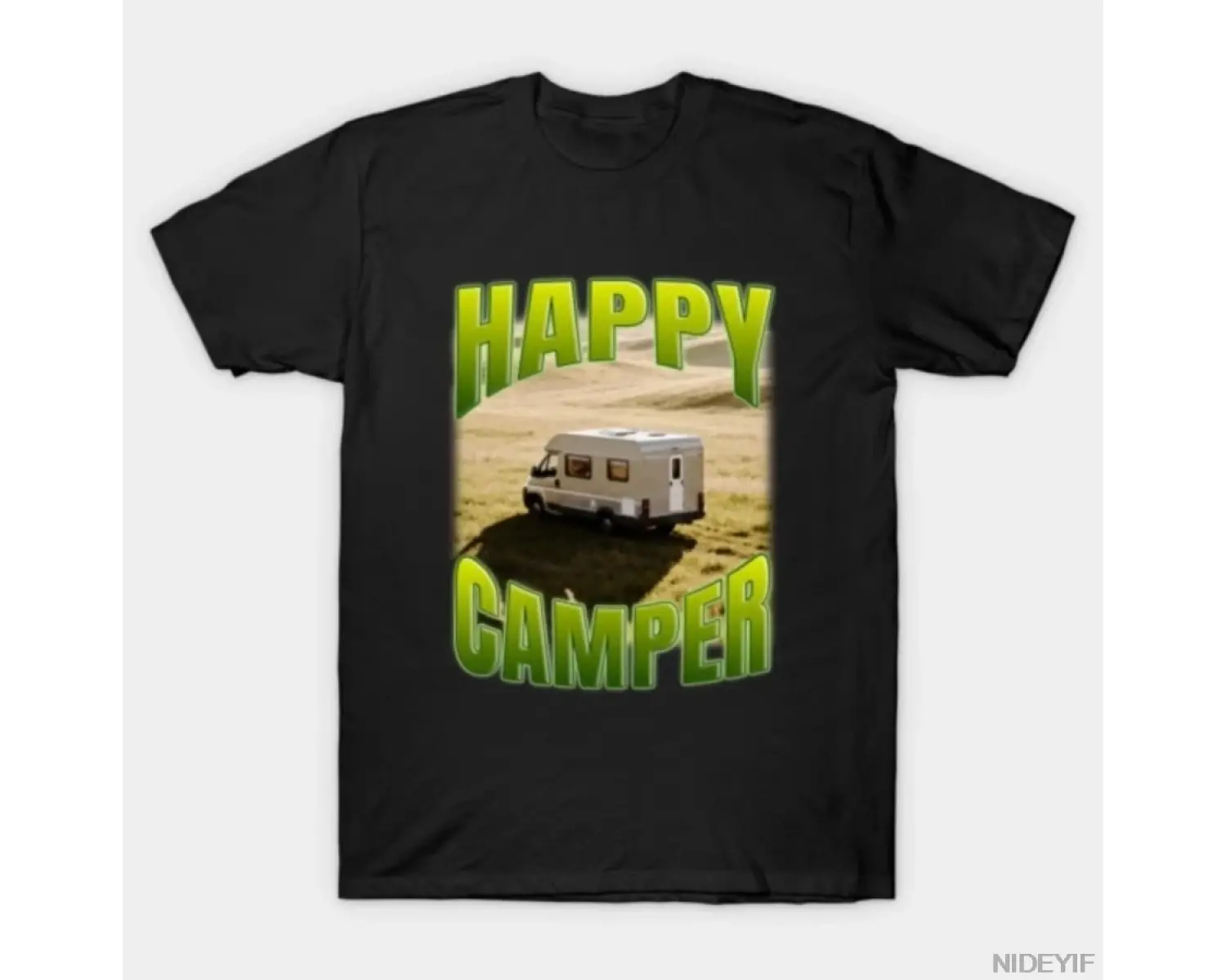 Happy Camper Erkek Kadın Tişörtü %100 Pamuklu Tişörtler Kısa Kollu Üstler 0102-2