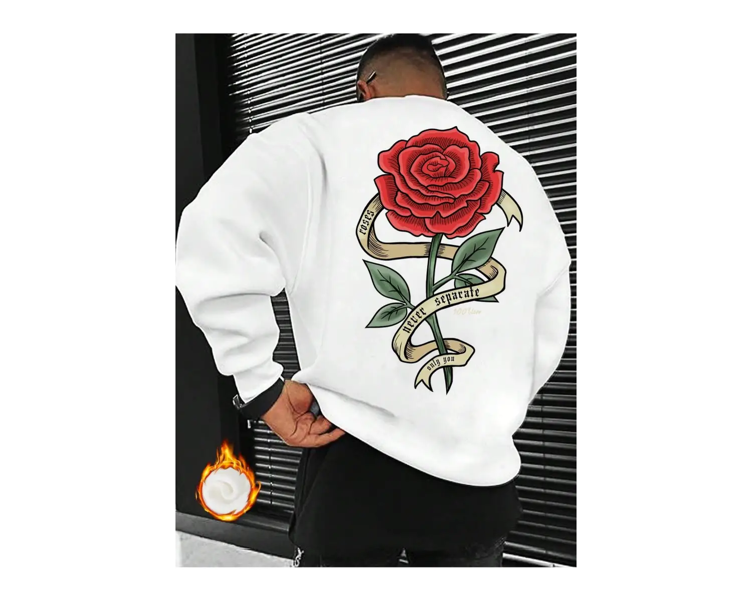 Harajuka Sokak Çiçek Desenli Kazak Beyaz