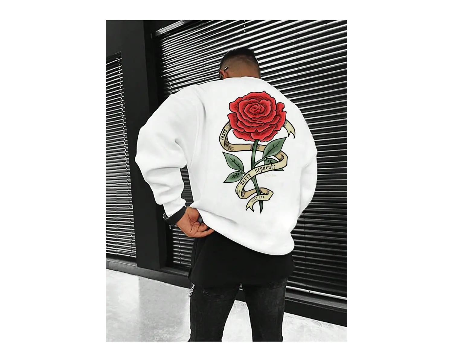 Harajuka Sokak Çiçek Desenli Kazak Beyaz