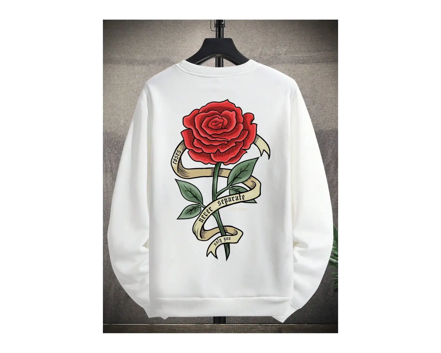 Harajuka Sokak Çiçek Desenli Kazak Beyaz