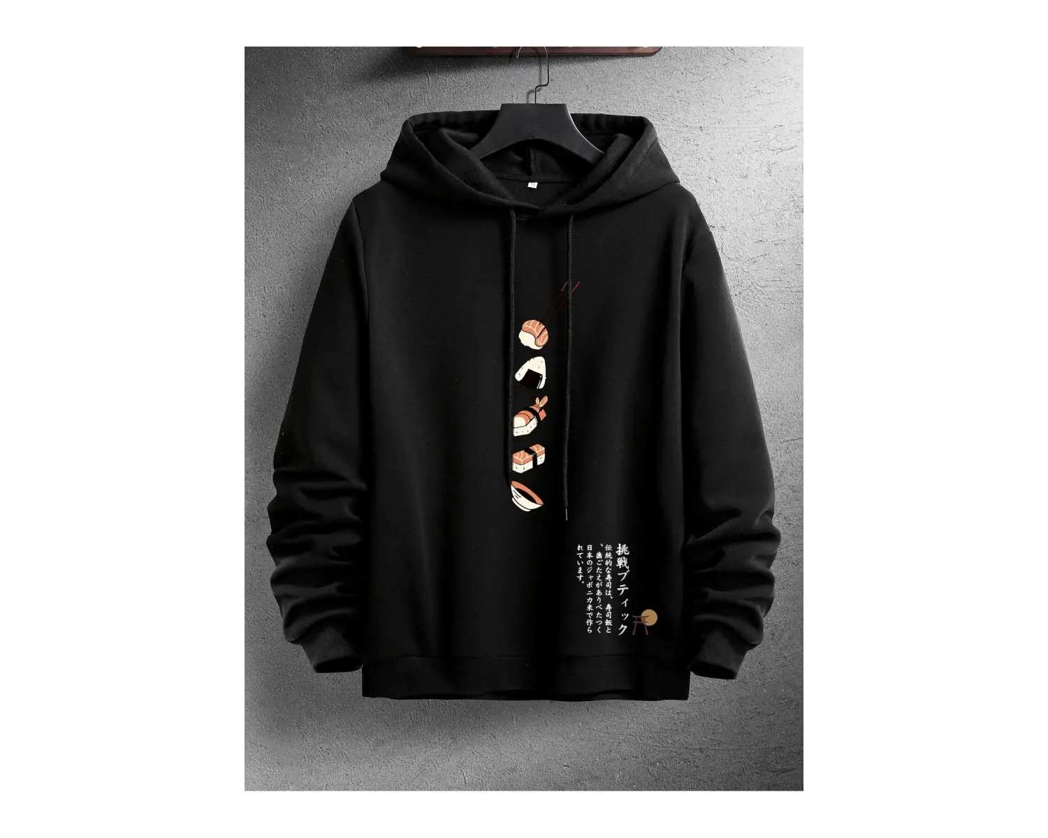 Harajuka Sokakt Manfinity Hypemode Erkekler Japon Mektup ve Suşi Baskı Siyah