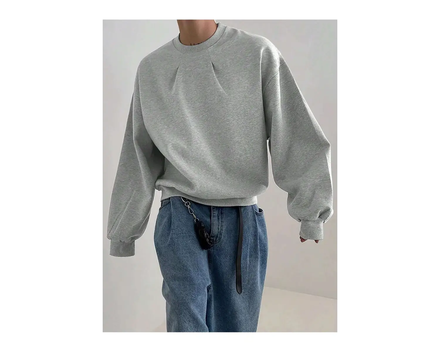 Harajuka Sokakt Manfinity Hypemode Katı Damla Omuz Kazak Gri