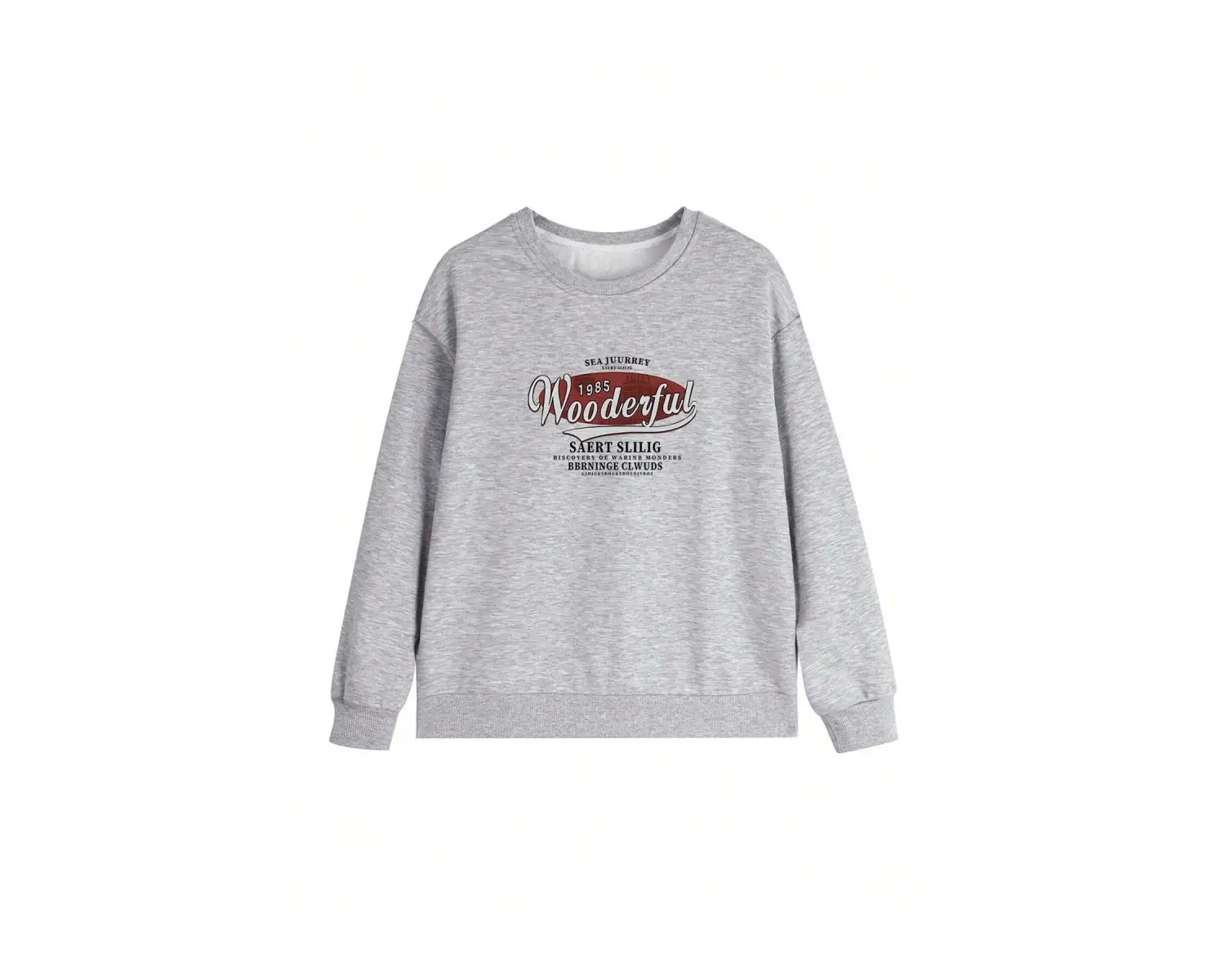 Harfli Grafik Düşük Omuz Oversize Sweat Gri