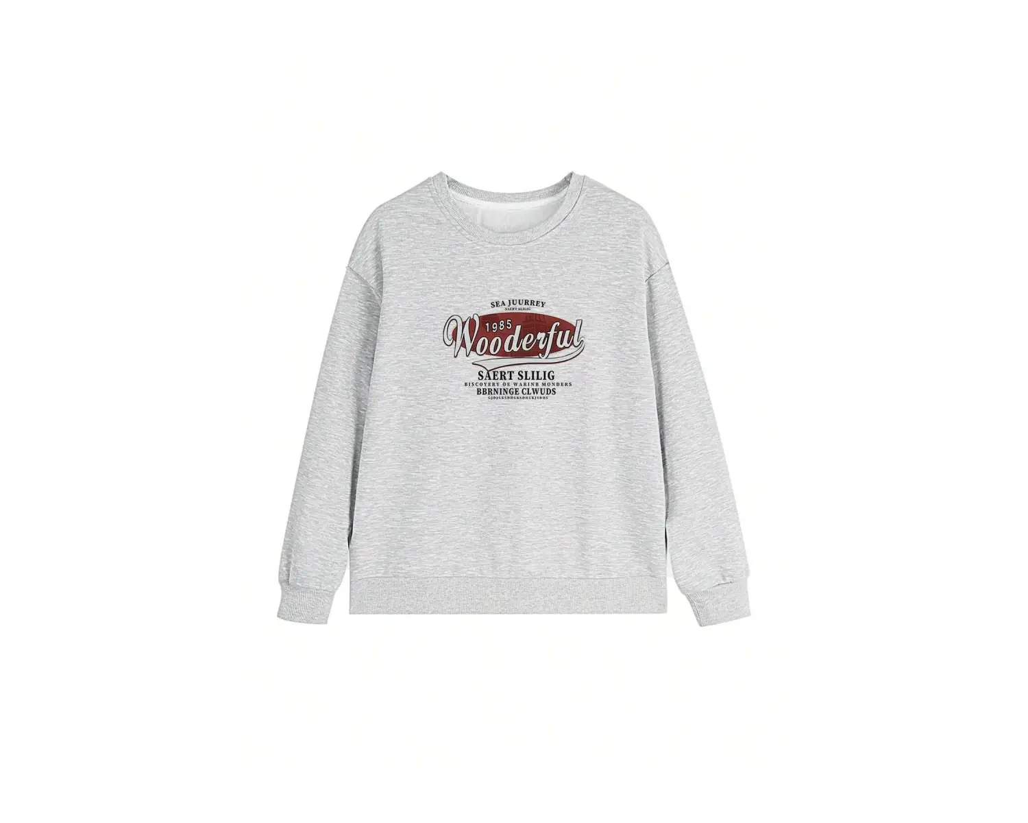 Harfli Grafik Düşük Omuz Oversize Sweat Gri