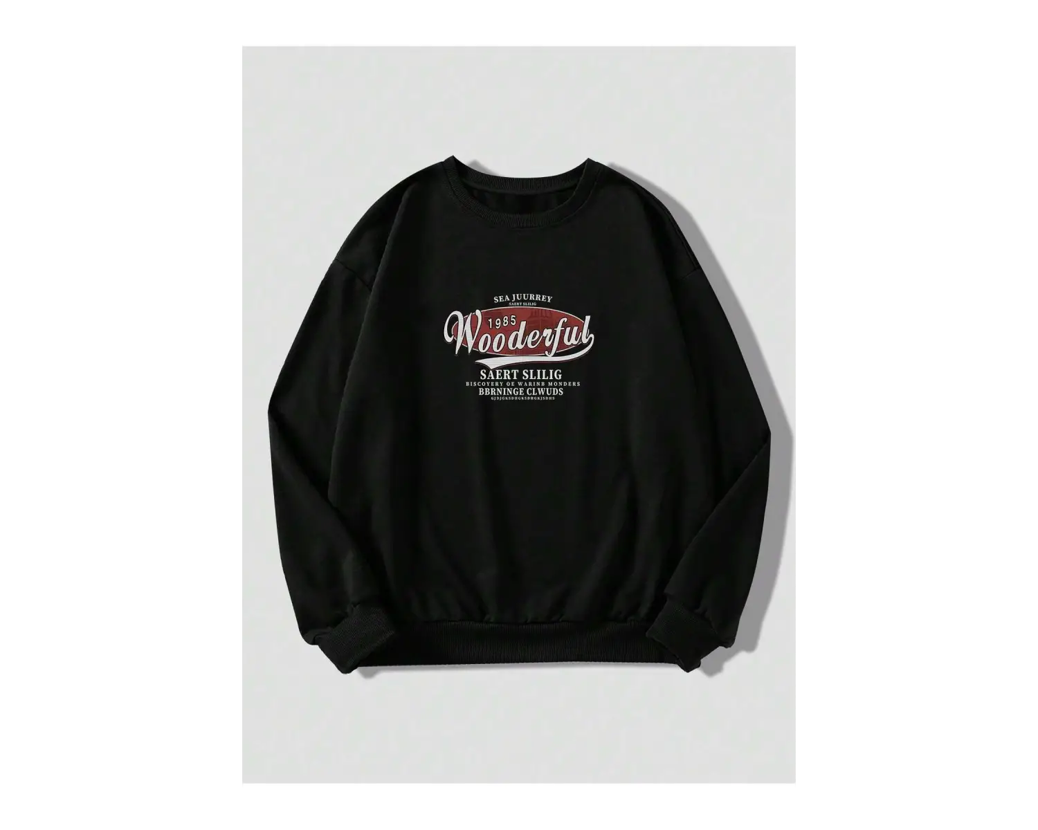 Harfli Grafik Düşük Omuz Oversize Sweat Gri