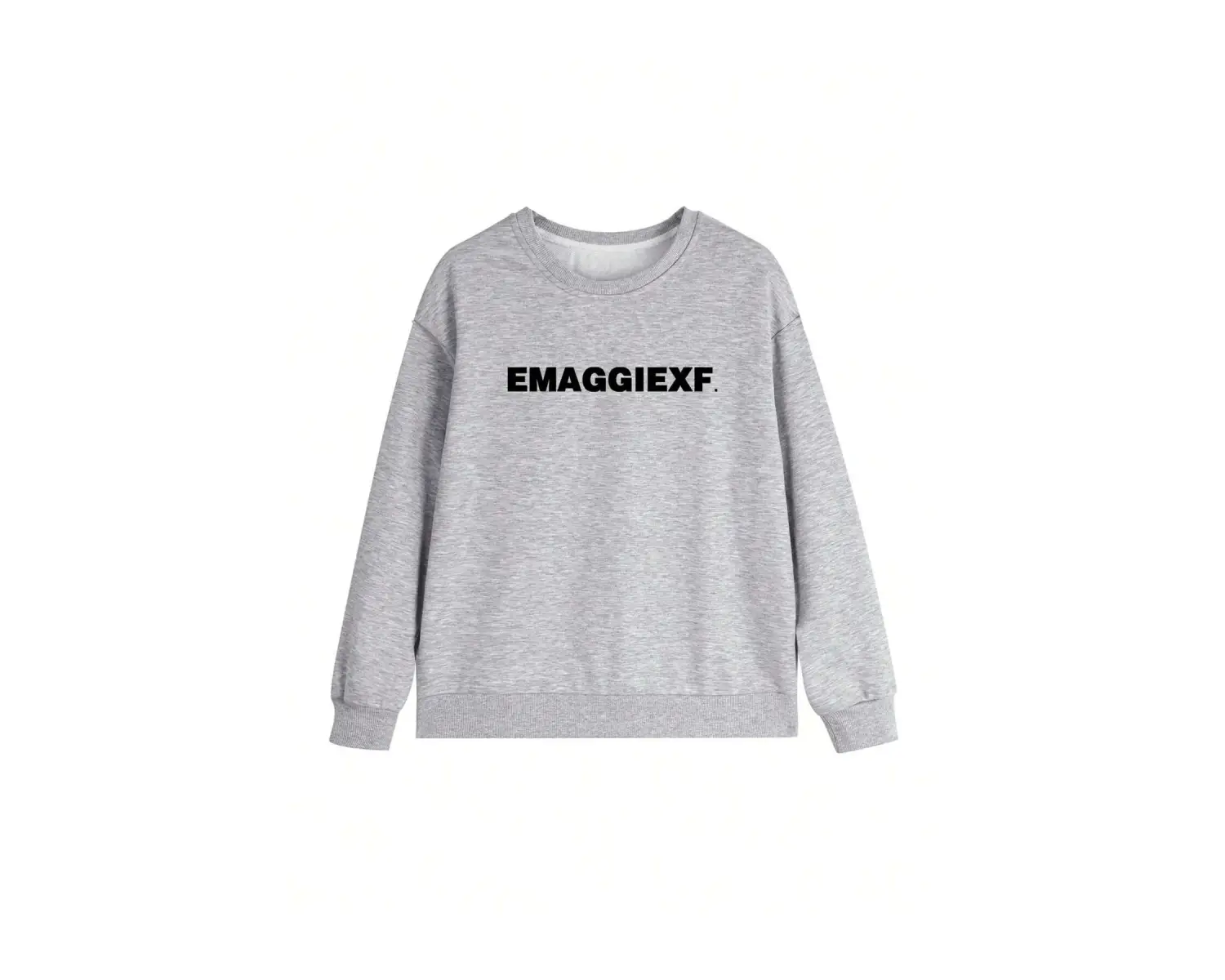 Harfli Grafik Düşük Omuz Oversize Sweat Gri