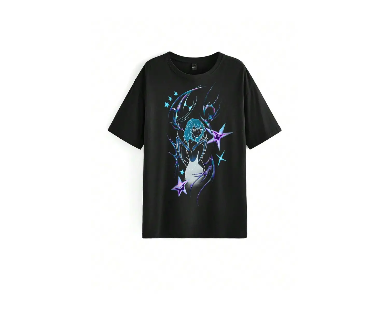 Harfli Grafik Düşük Omuz Oversize Tişört