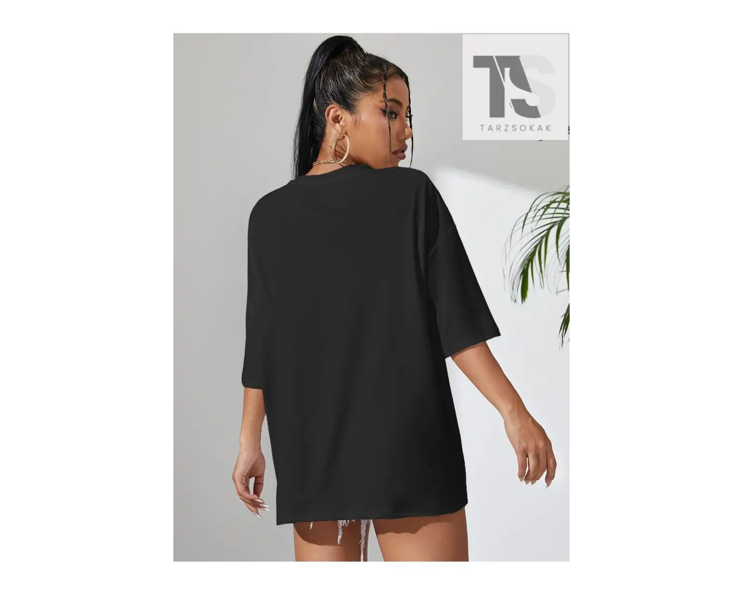 Harfli Grafik Düşük Omuz Oversize Tişört