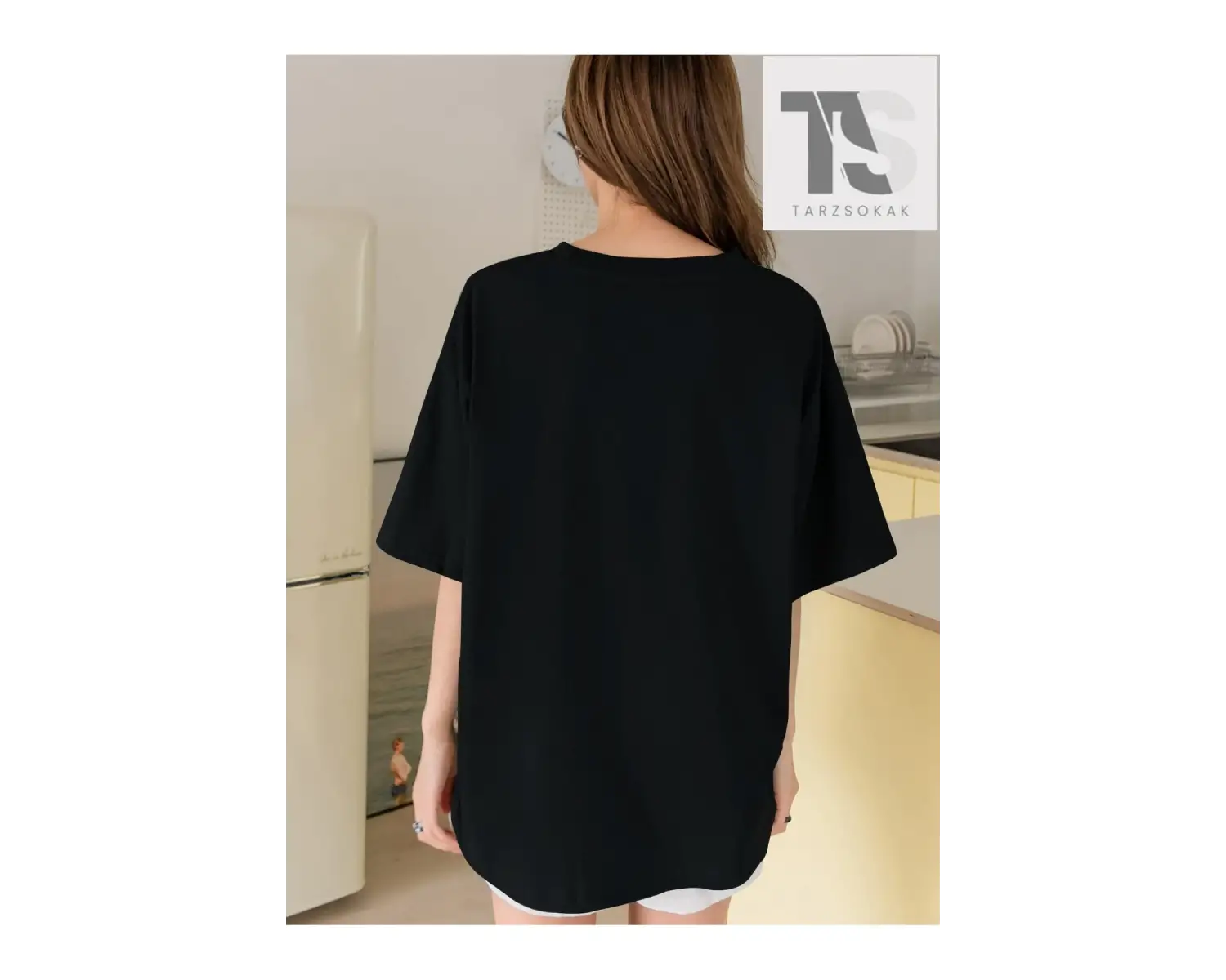 Harfli Grafik Düşük Omuz Oversize Tişört