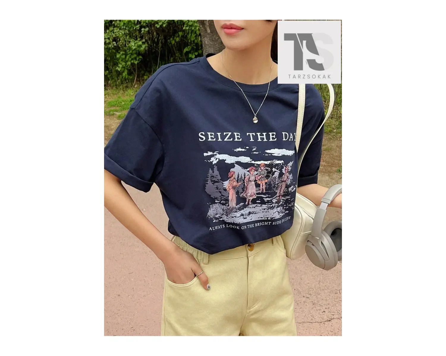 Harfli Grafik Düşük Omuz Oversize Tişört