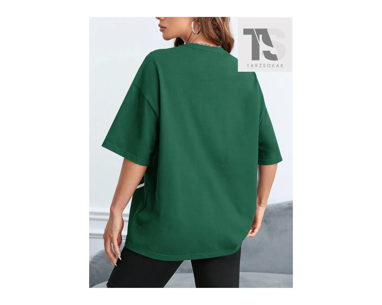 Harfli Grafik Düşük Omuz Oversize Tişört