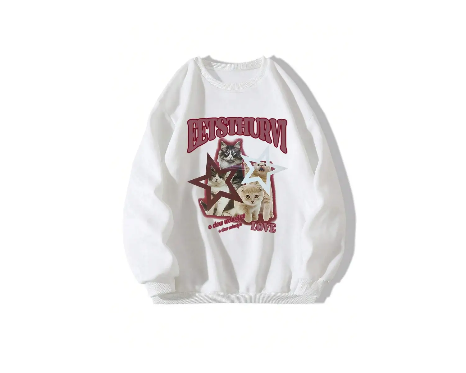 Harfli Grafik Düşük Sweat Beyaz