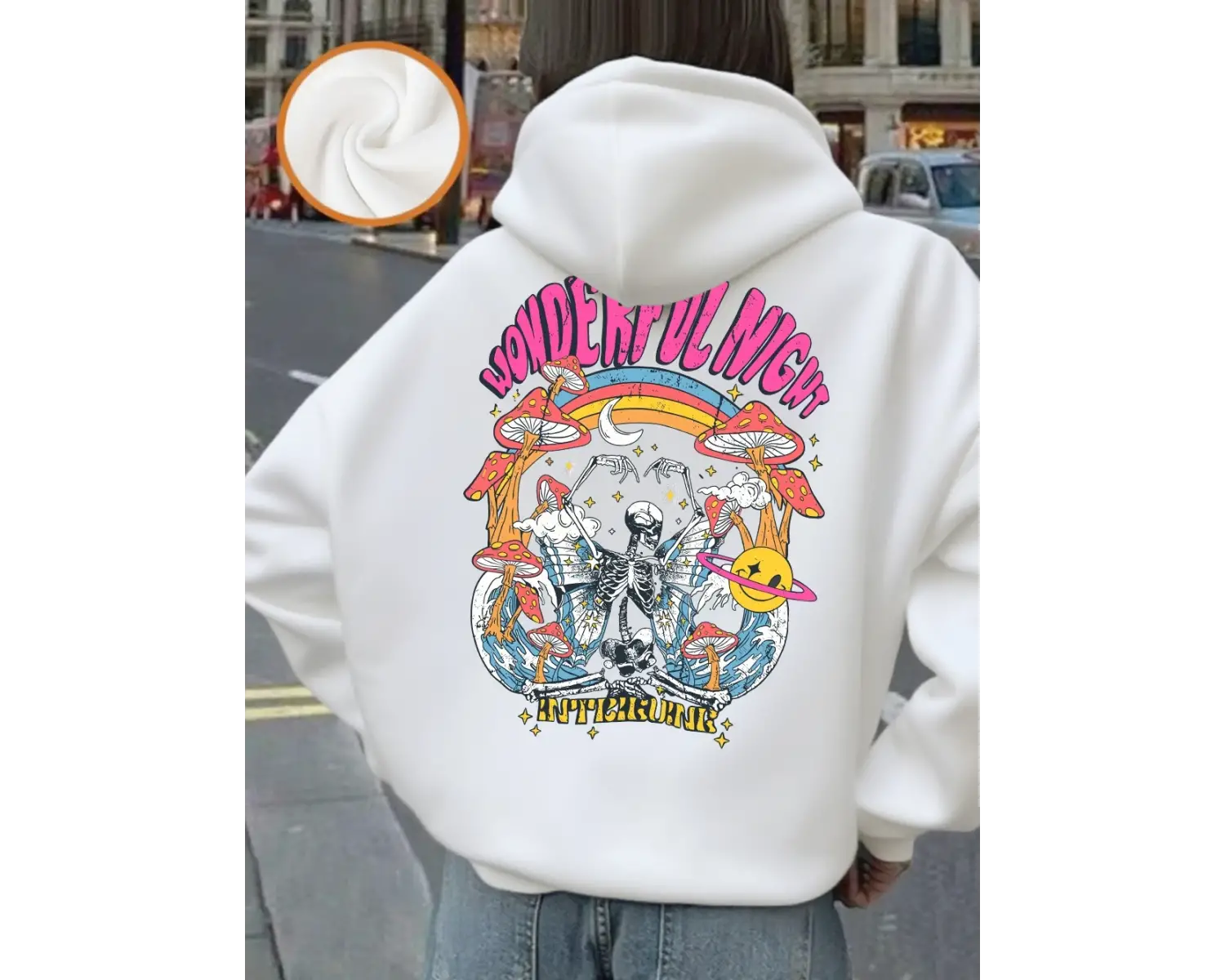 Harika Gece İskelet Baskılar Kapüşonlular Bayan Gevşek Cep Kazaklar Kış Polar Sıcak Tişörtü T