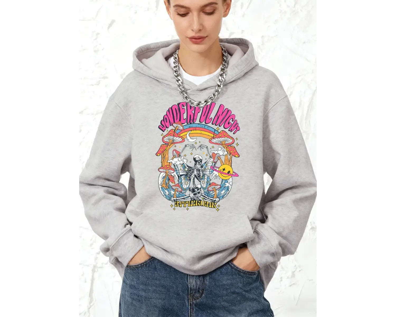 Harika Gece İskelet Kelebek Baskılar Kapüşonlular Pamuk Bayan Kış Sıcak Üstler Koşu Cep Kazak