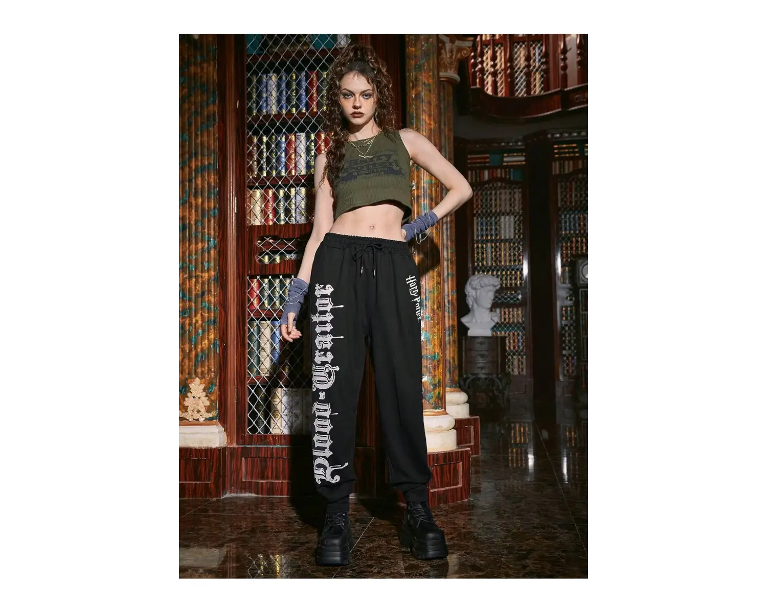 Harry Potter | Letter Graphic Drawstring Waist 4 Mevsim Eşofman