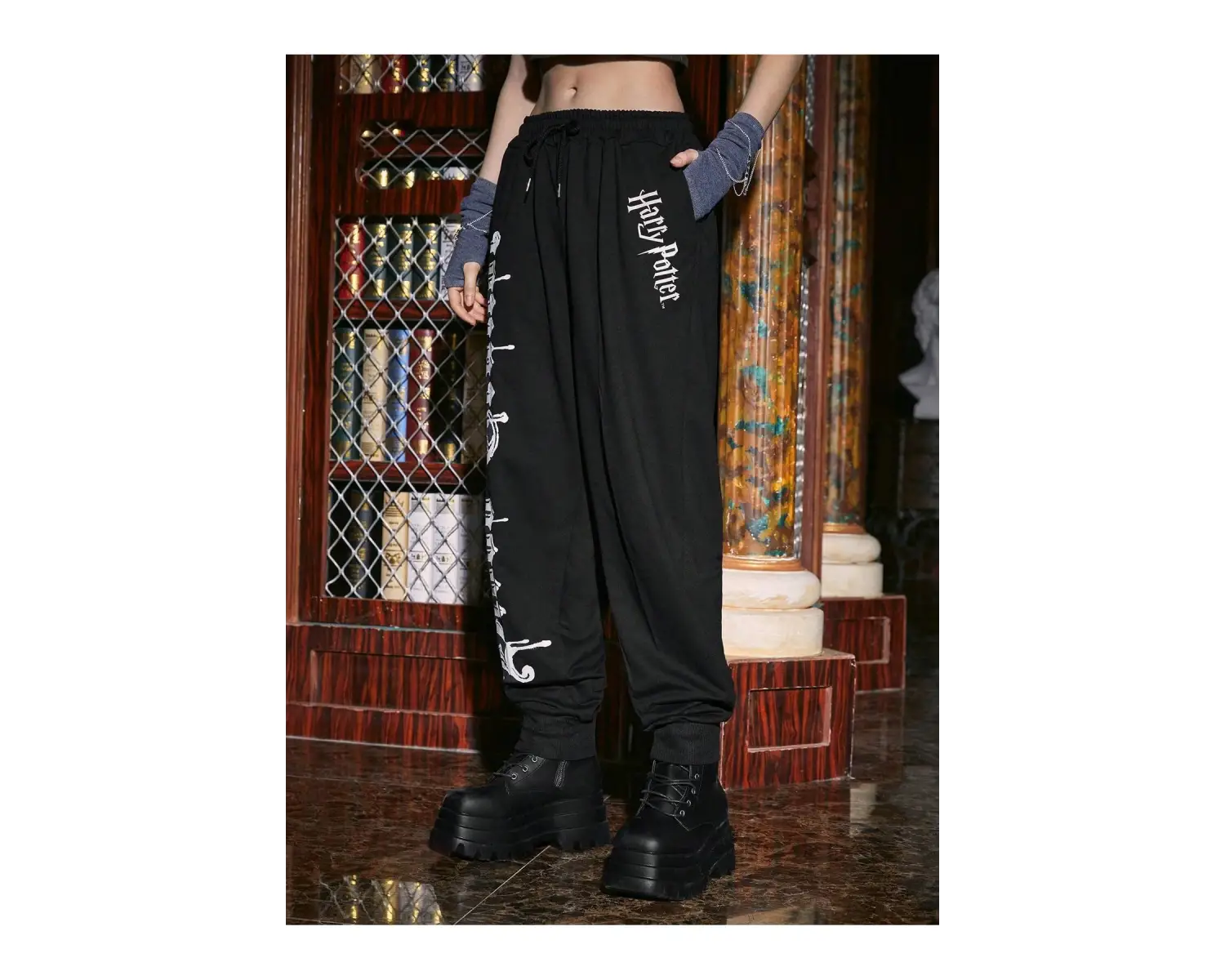 Harry Potter | Letter Graphic Drawstring Waist 4 Mevsim Eşofman